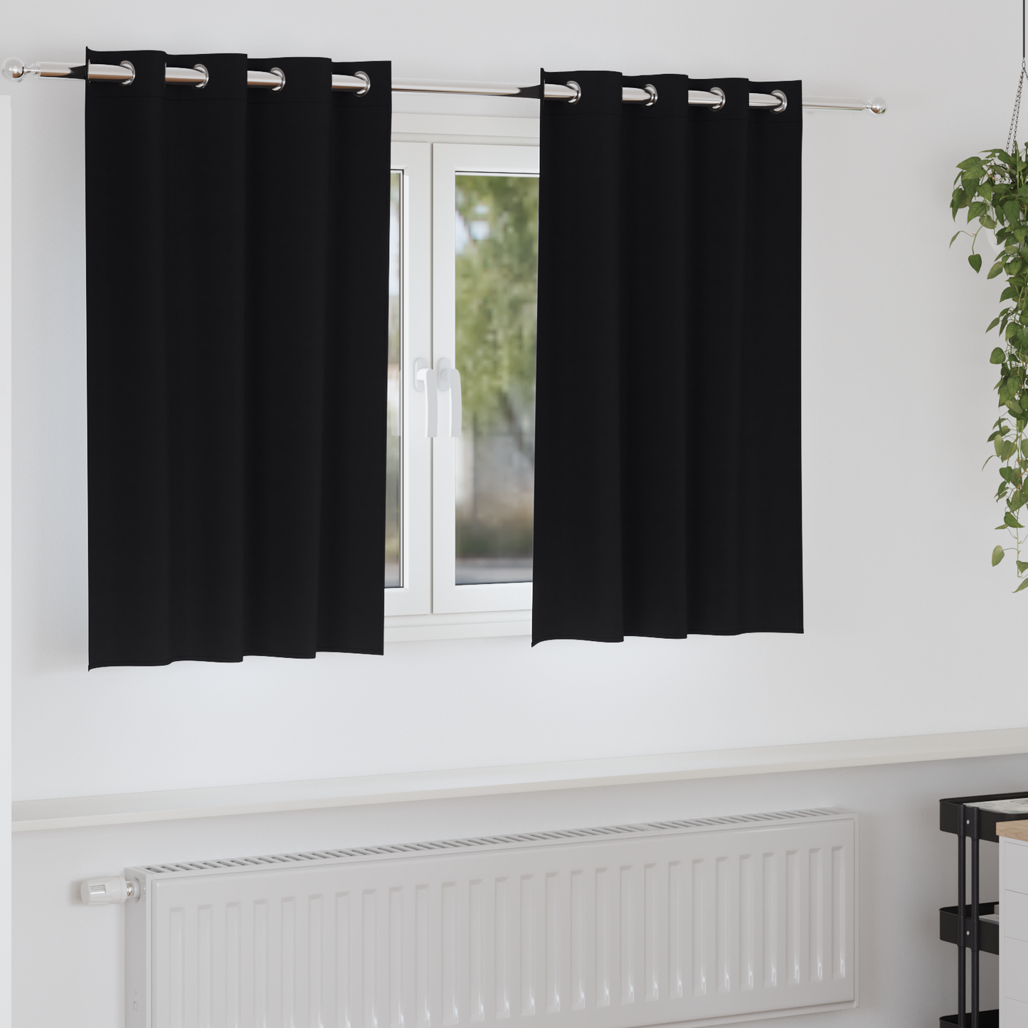 Mørkleggende Gardiner med Ringer 2 pcs Svart 140 x 140 cm
