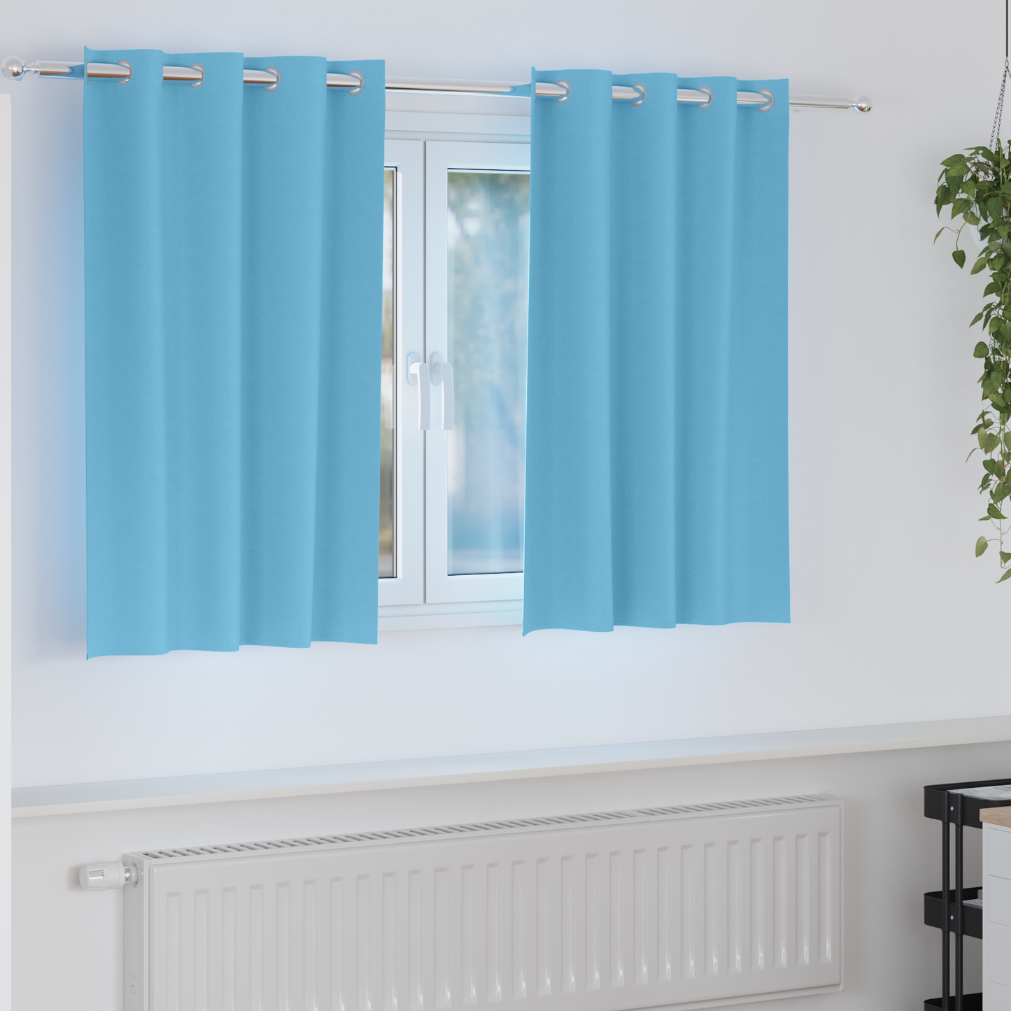 Mørkleggende Gardiner med Ringer 2 pcs Lys blå 140 x 140 cm