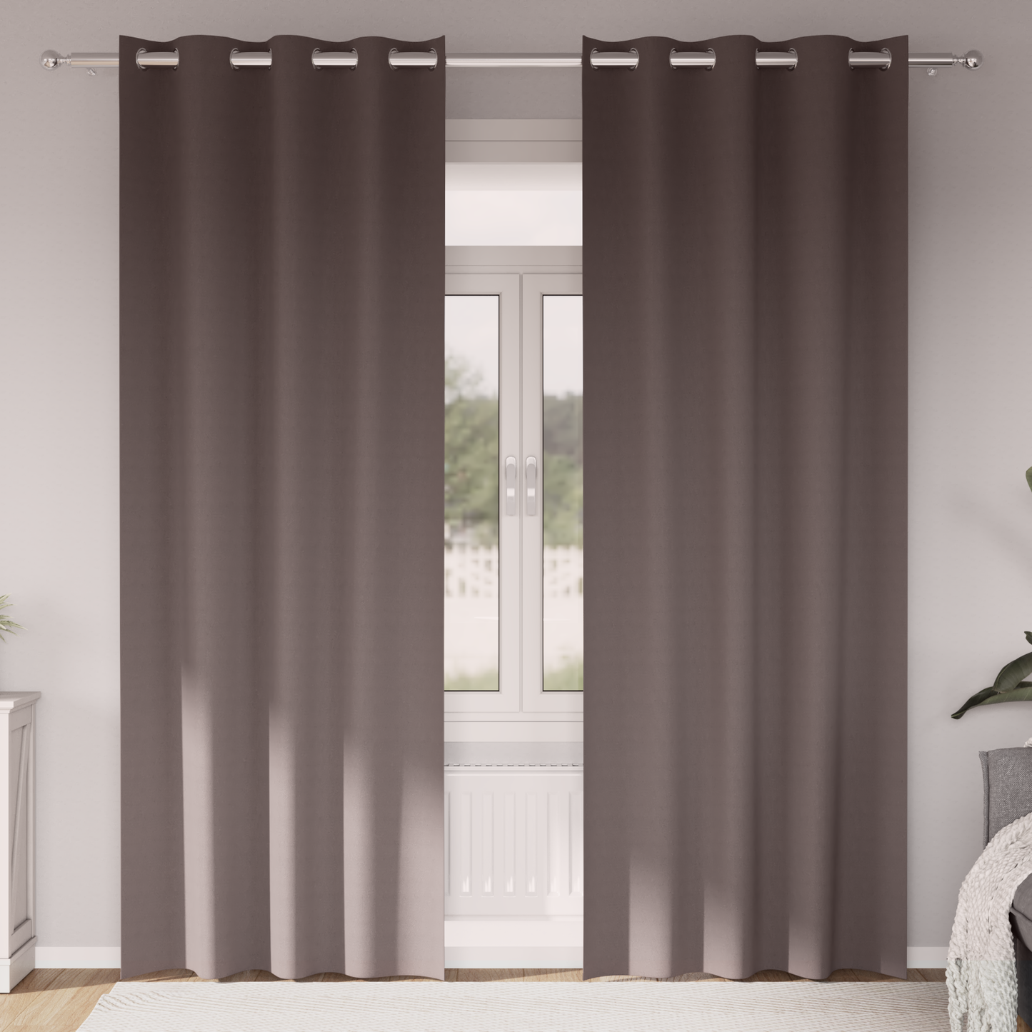 Mørkleggende Gardiner med Ringer 2 pcs Mørk brun 225 x 140 cm
