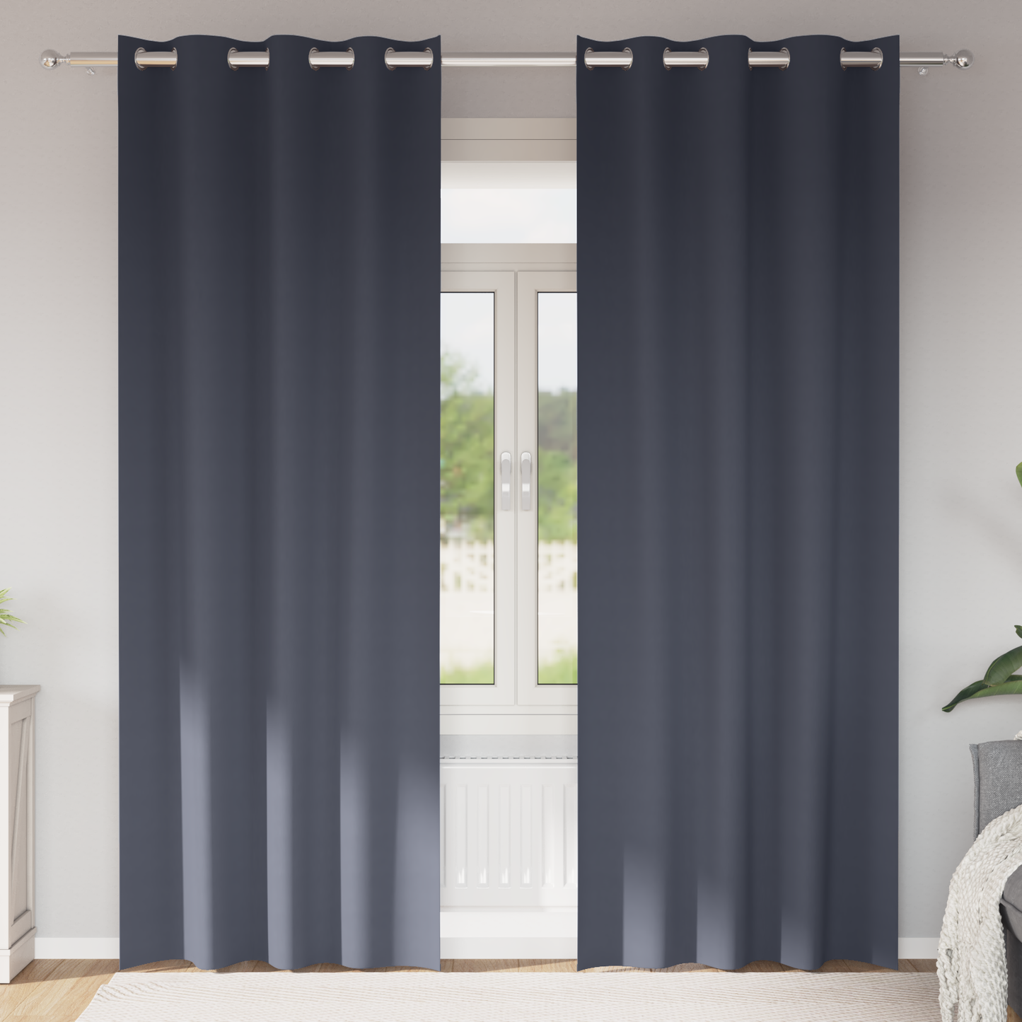 Mørkleggende Gardiner med Ringer 2 pcs Antrasitt 245 x 140 cm
