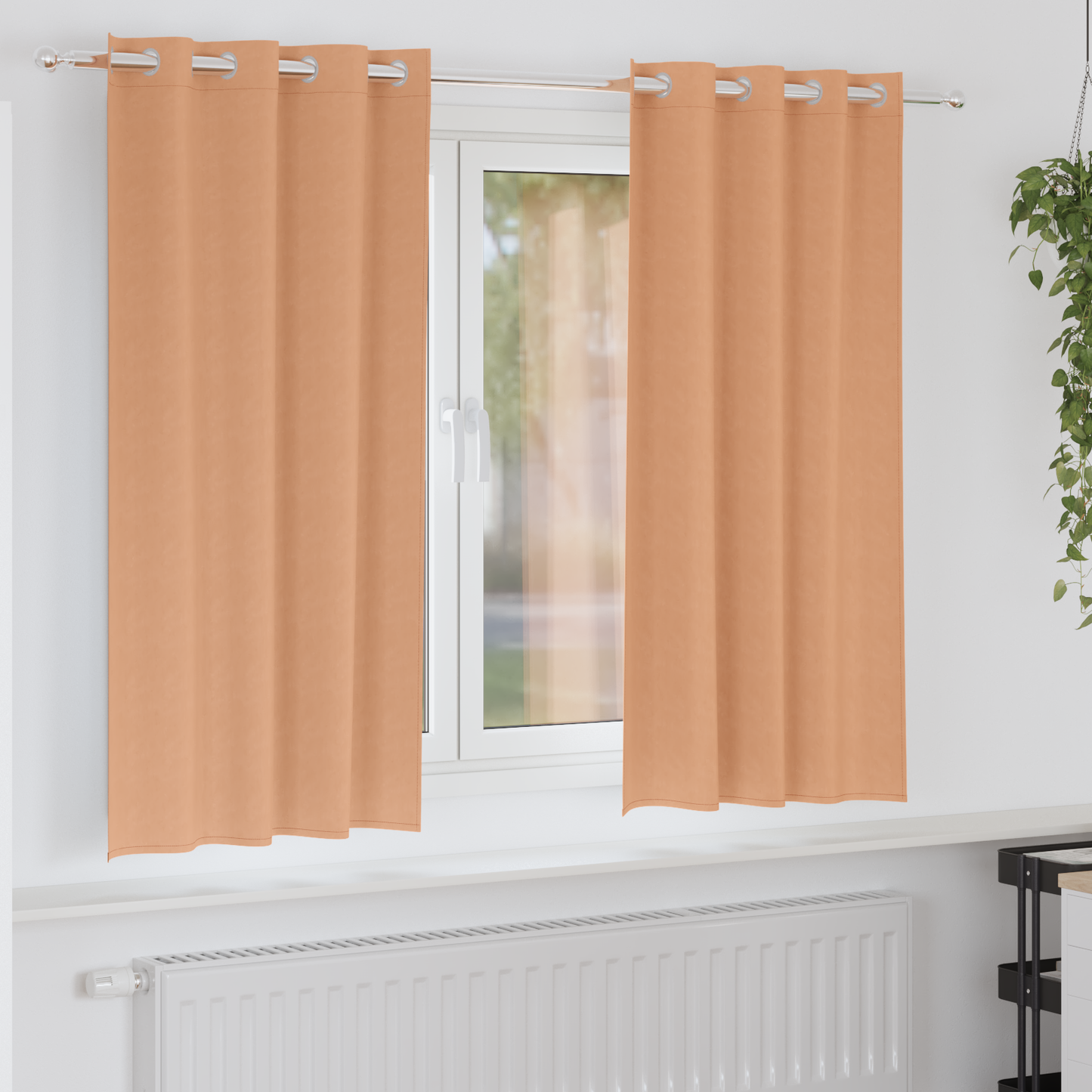 Mørkleggende Gardiner med Ringer 2 pcs Lys Brun 175 x 140 cm