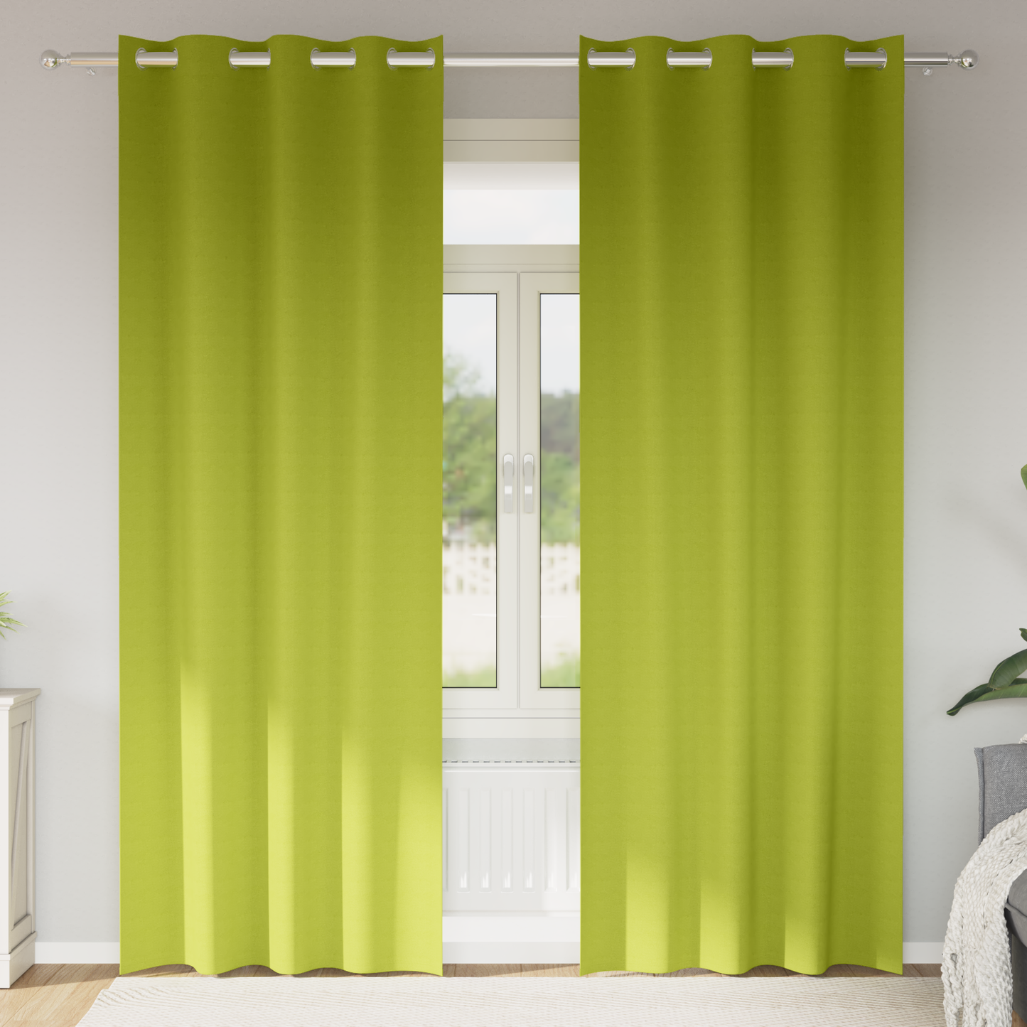 Mørkleggende Gardiner med Ringer 2 pcs grønn 245 x 140 cm