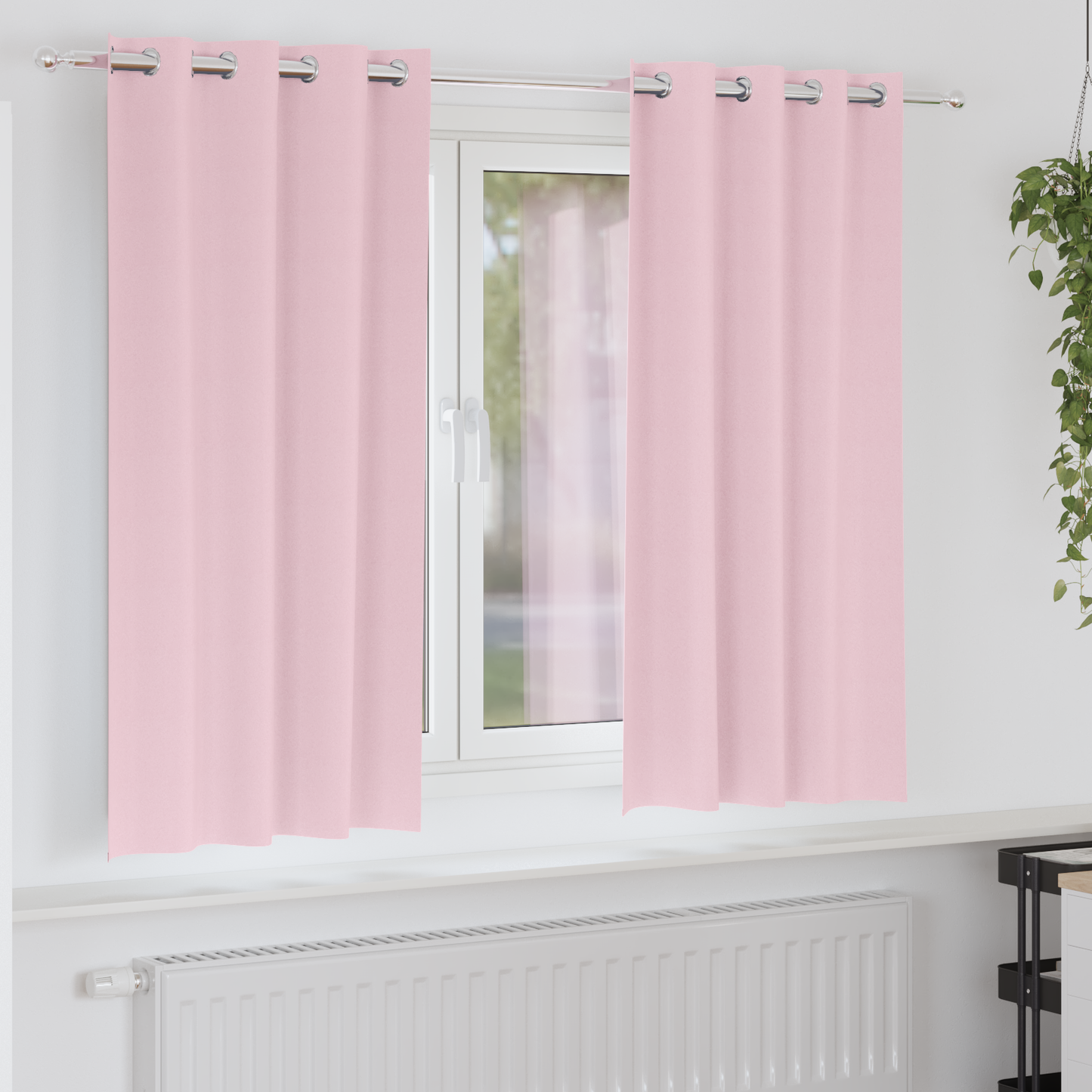 Mørkleggende Gardiner med Ringer 2 pcs Babyrosa 175 x 140 cm