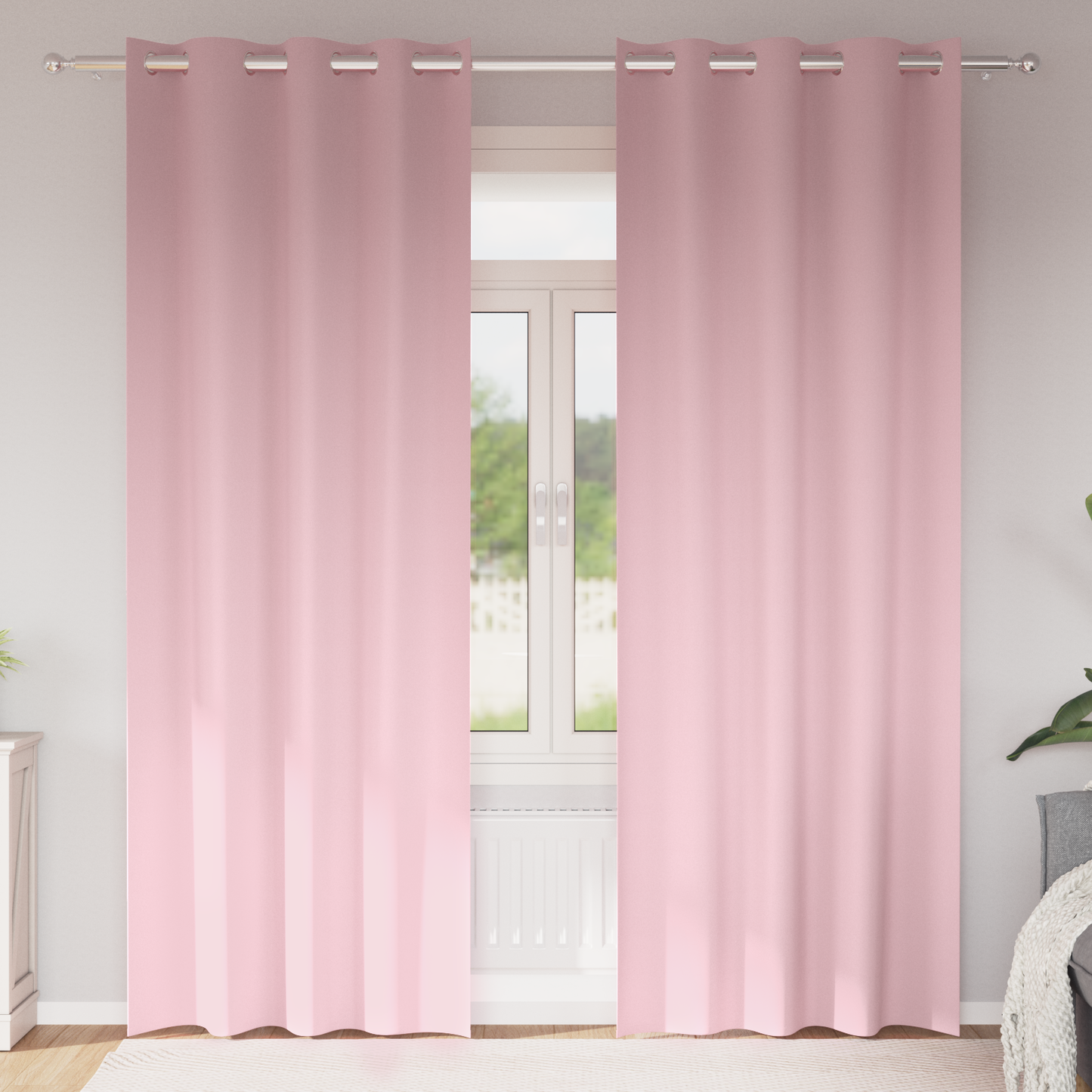 Mørkleggende Gardiner med Ringer 2 pcs Babyrosa 260 x 140 cm