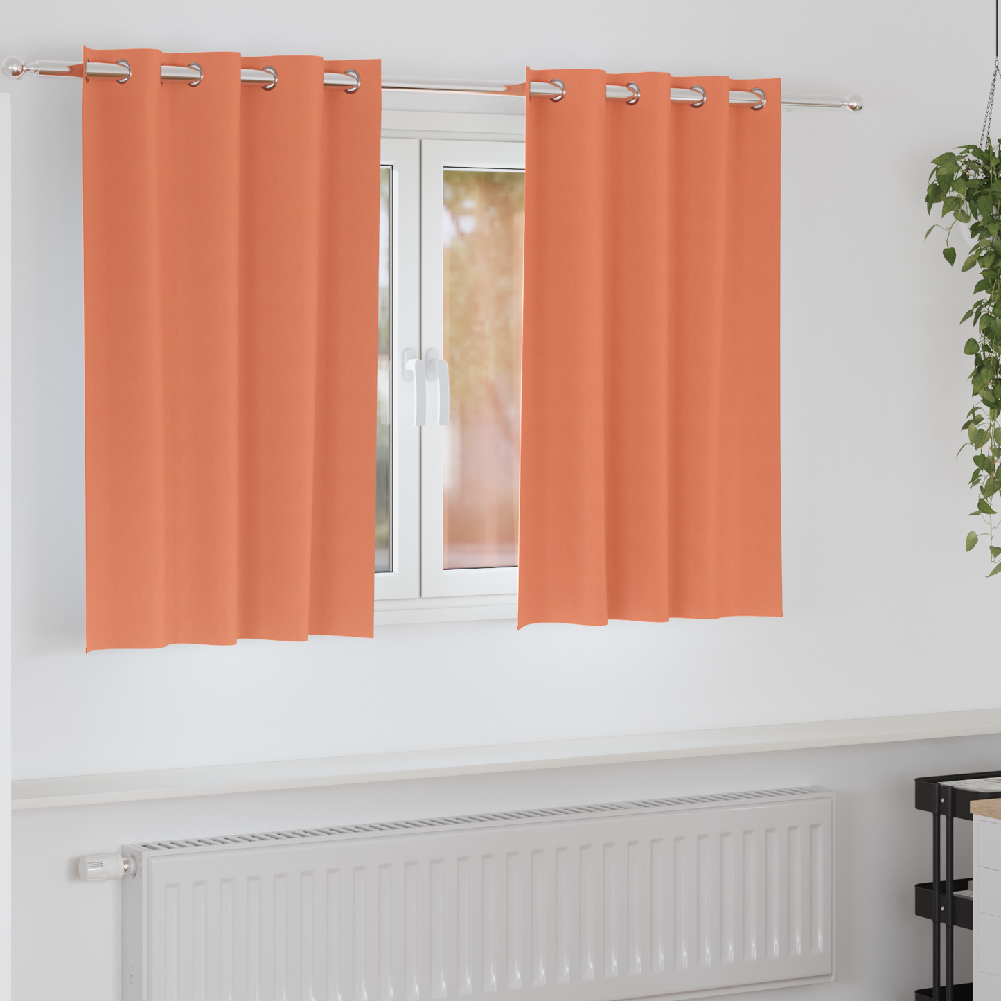 Mørkleggende Gardiner med Ringer 2 pcs Terrakotta 140 x 140 cm