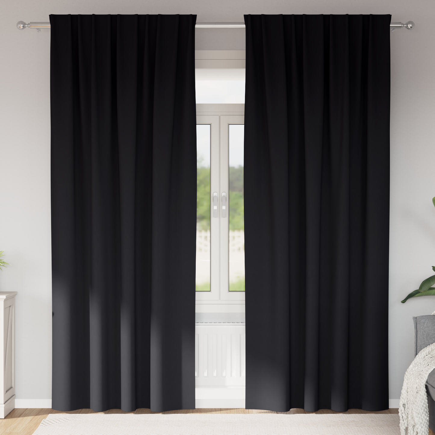 Mørkleggende Gardiner med Ringer 2 pcs Svart 260 x 140 cm