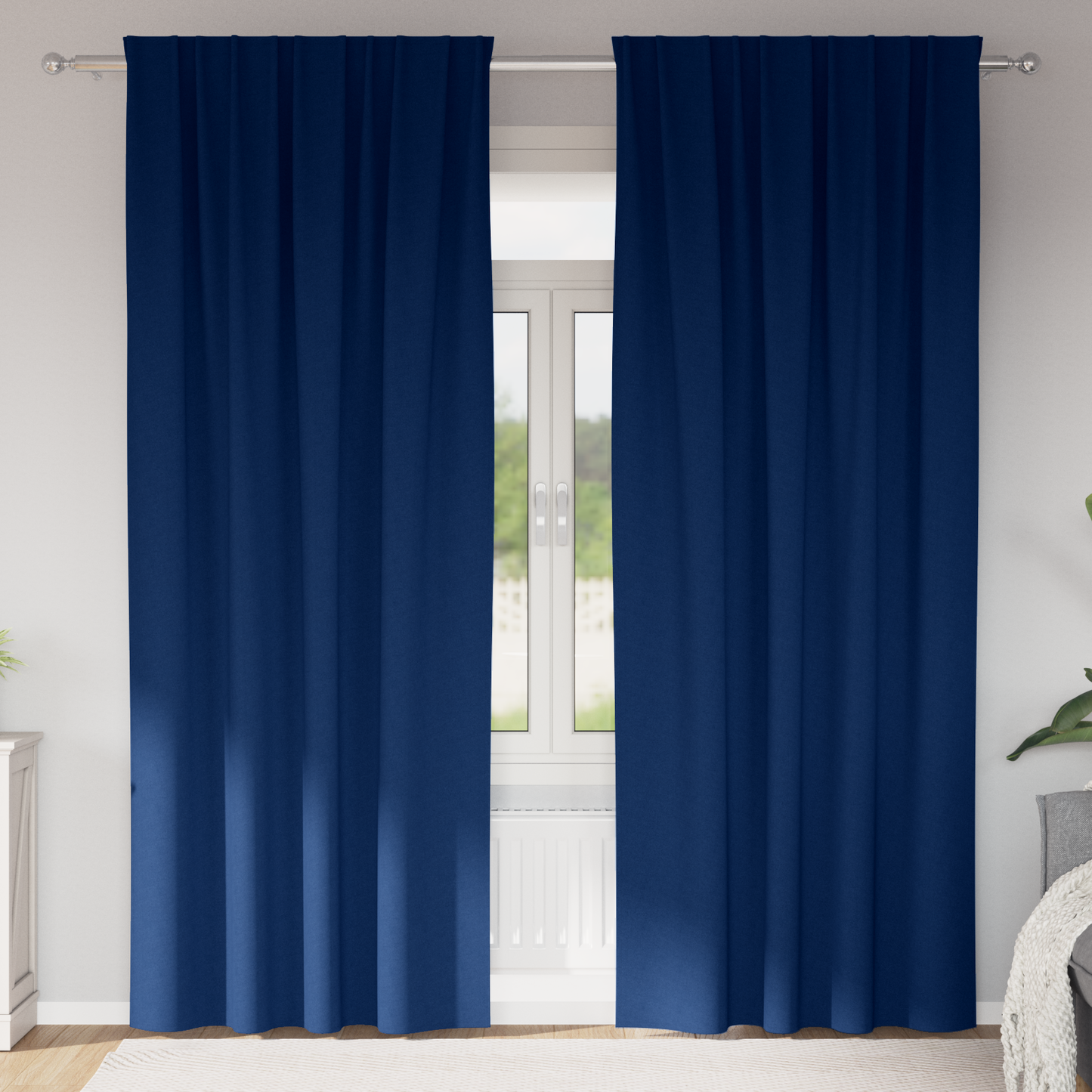 Mørkleggende Gardiner med Ringer 2 pcs Mørkeblå 245 x 140 cm