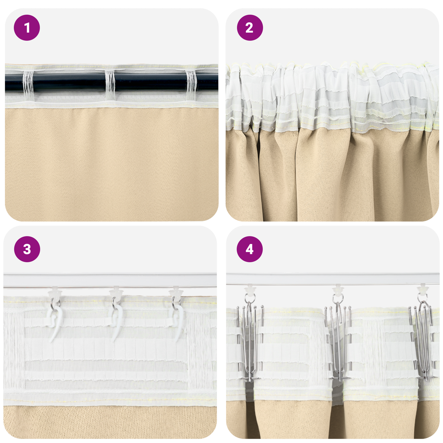 Mørkleggende Gardiner med Ringer 2 pcs Krem 260 x 140 cm