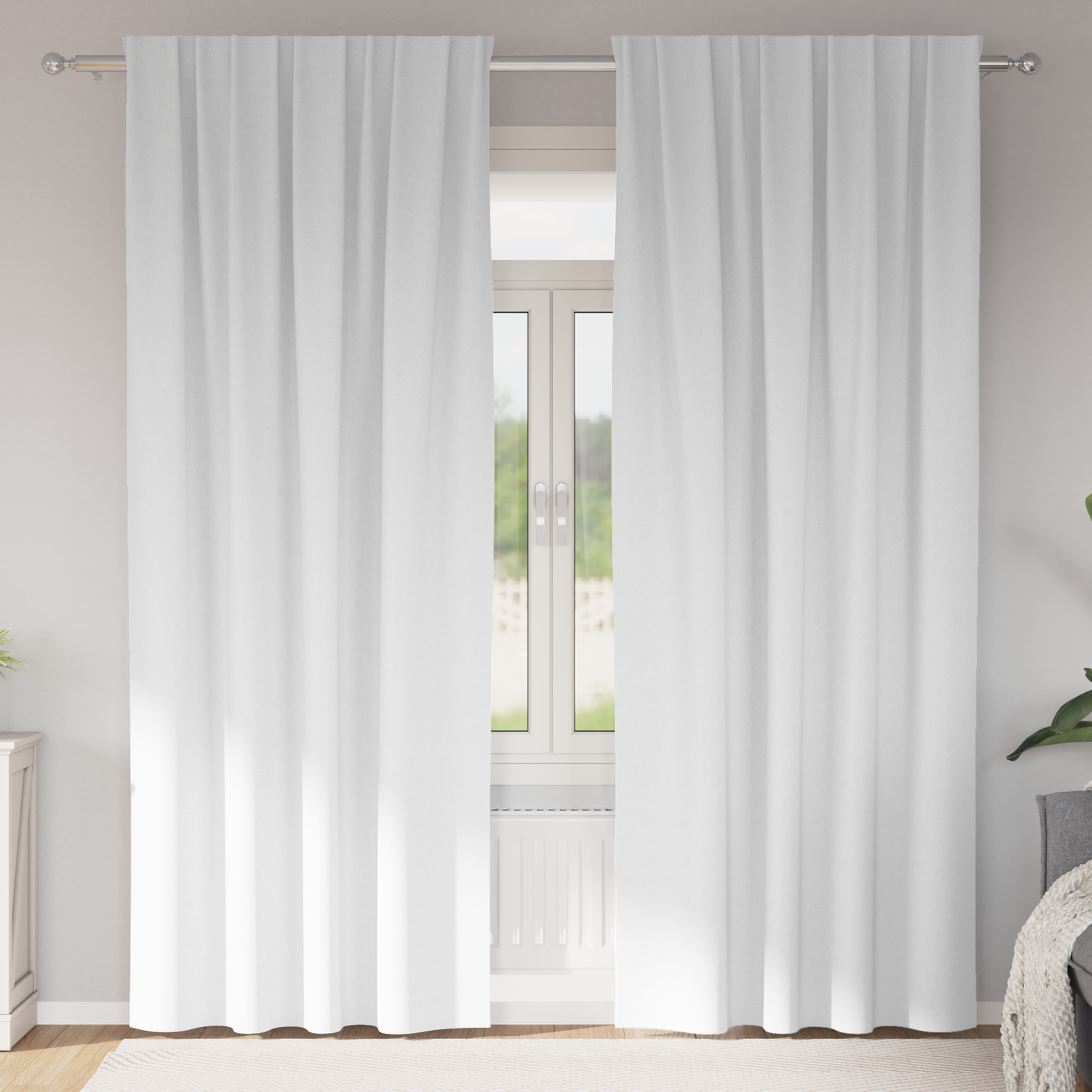 Mørkleggende Gardiner med Ringer 2 pcs Ren Hvit 245 x 140 cm
