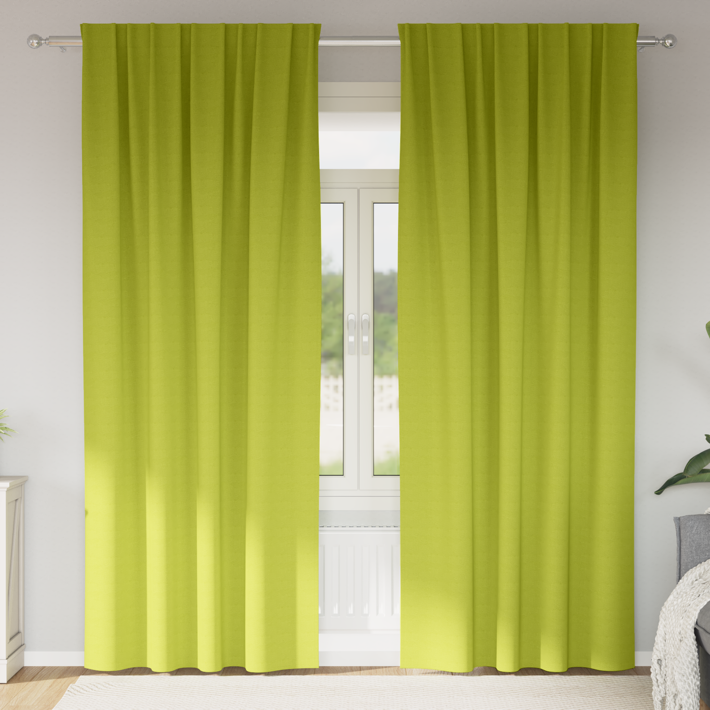 Mørkleggende Gardiner med Ringer 2 pcs grønn 225 x 140 cm