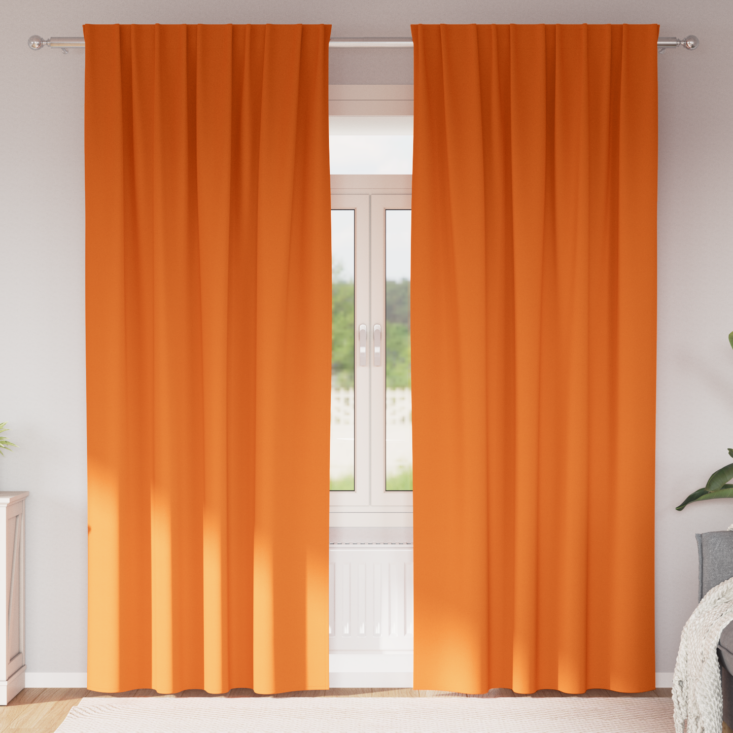 Mørkleggende Gardiner med Ringer 2 pcs Lys Oransje 245 x 140 cm