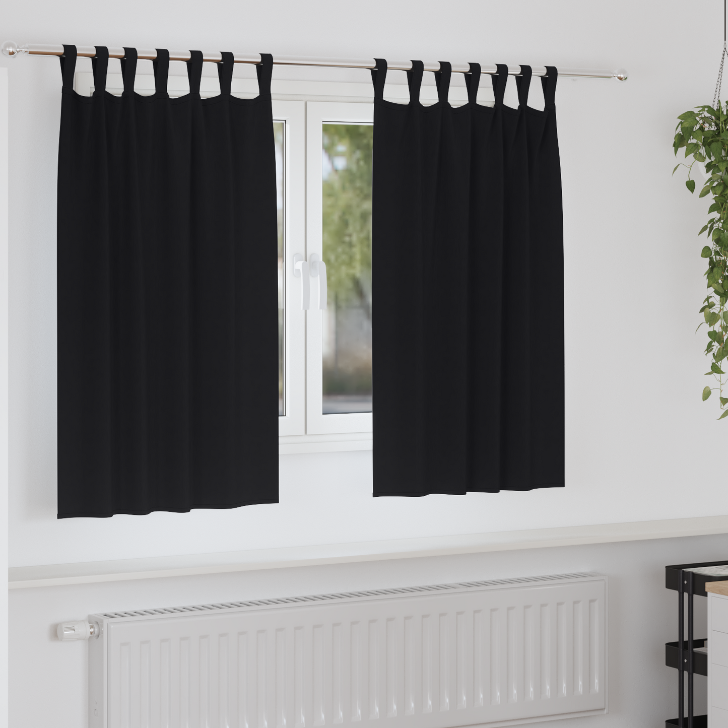 Mørkleggende Gardiner med Ringer 2 pcs Svart 140 x 140 cm