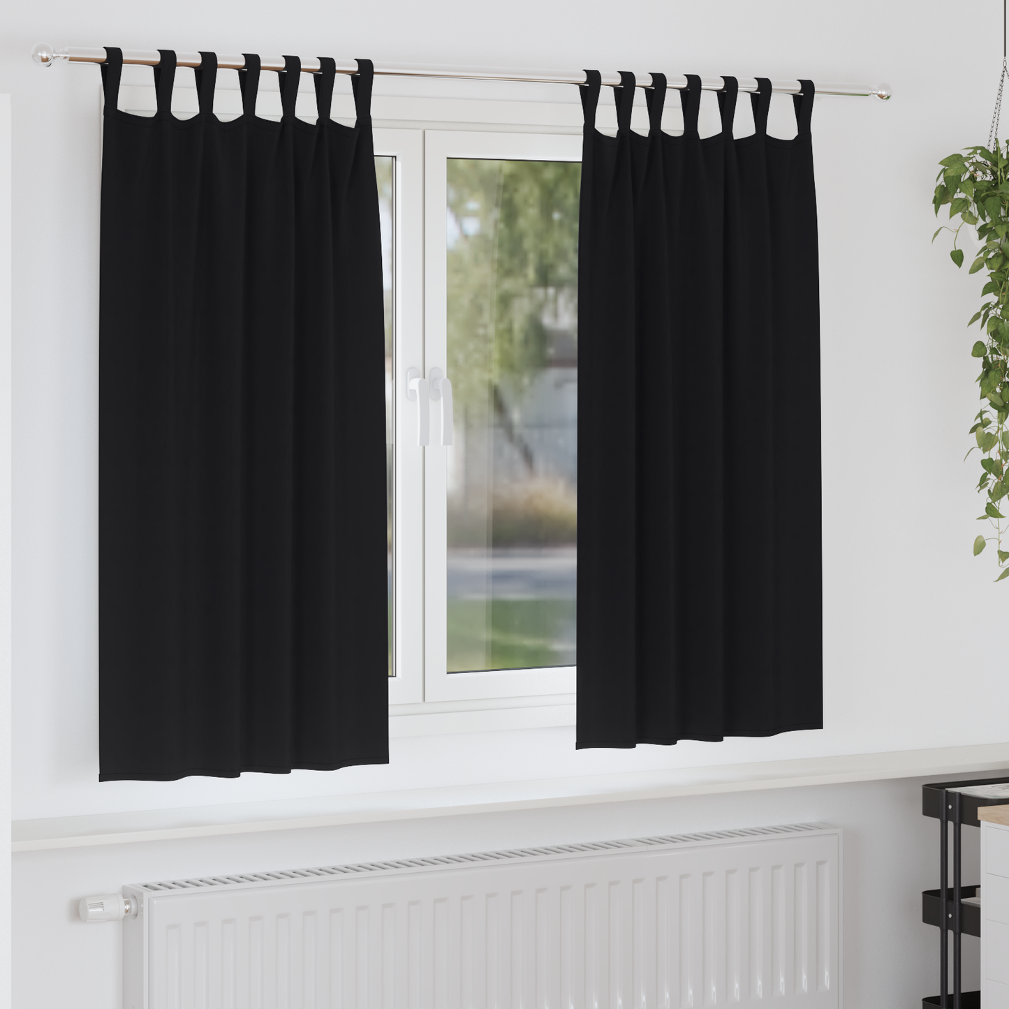 Mørkleggende Gardiner med Ringer 2 pcs Svart 175 x 140 cm