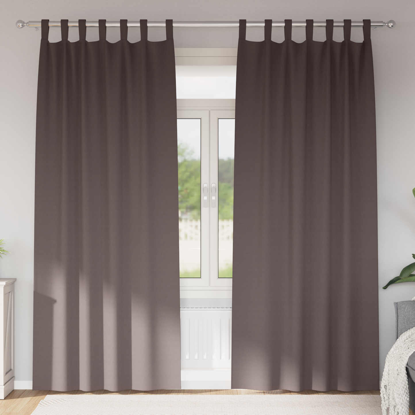 Mørkleggende Gardiner med Ringer 2 pcs Mørk brun 245 x 140 cm