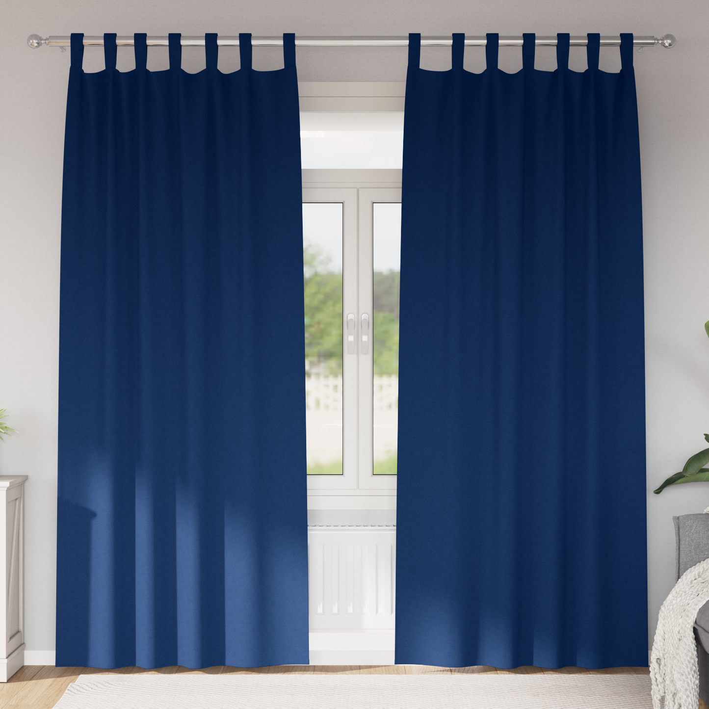 Mørkleggende Gardiner med Ringer 2 pcs Mørkeblå 245 x 140 cm