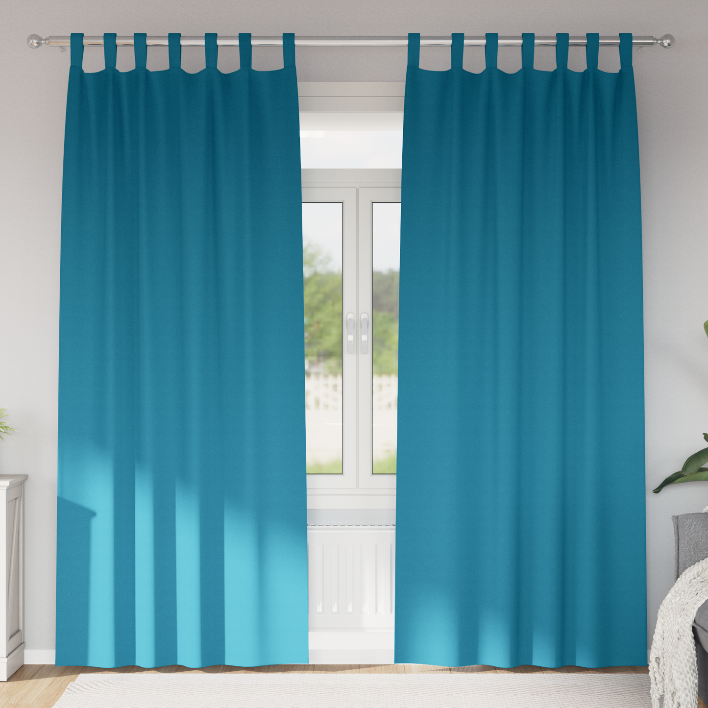 Mørkleggende Gardiner med Ringer 2 pcs Turkis 245 x 140 cm