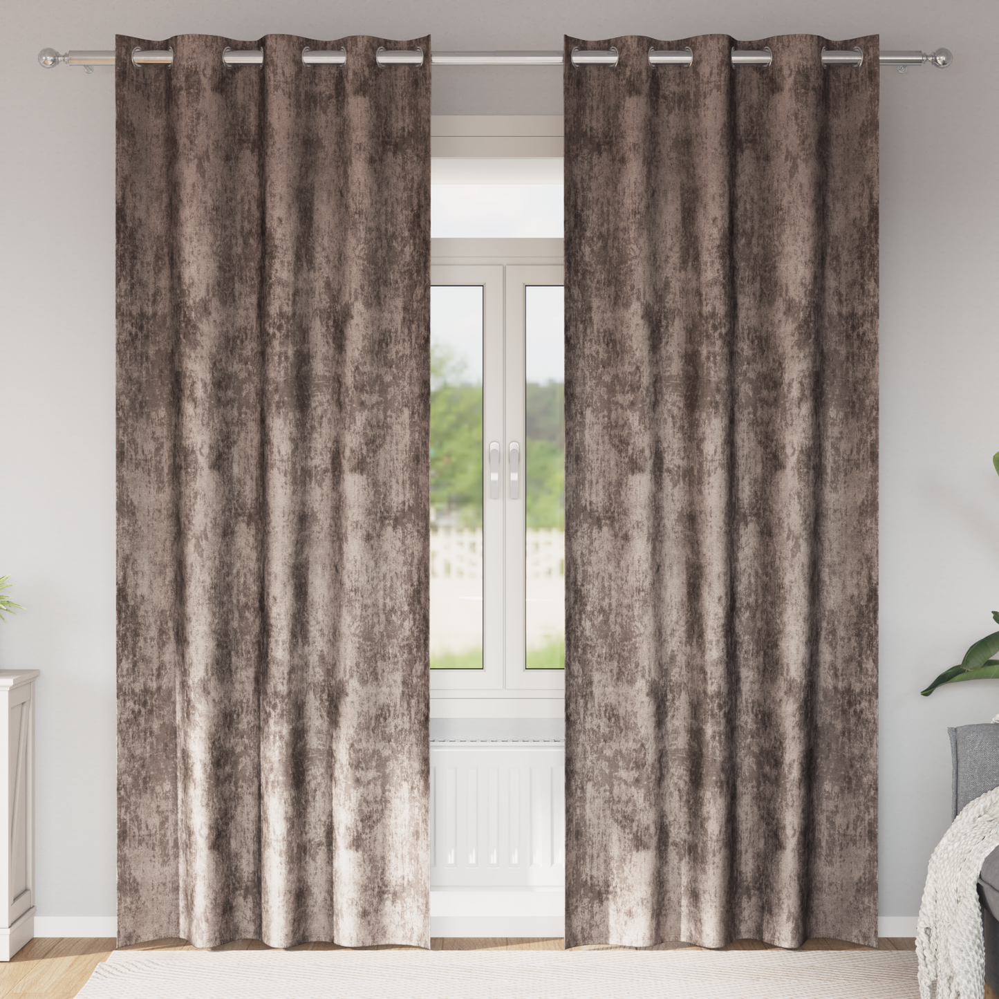 Fløyel Gardiner 2 pcs Cappuccino 225 x 140 cm Fløyel