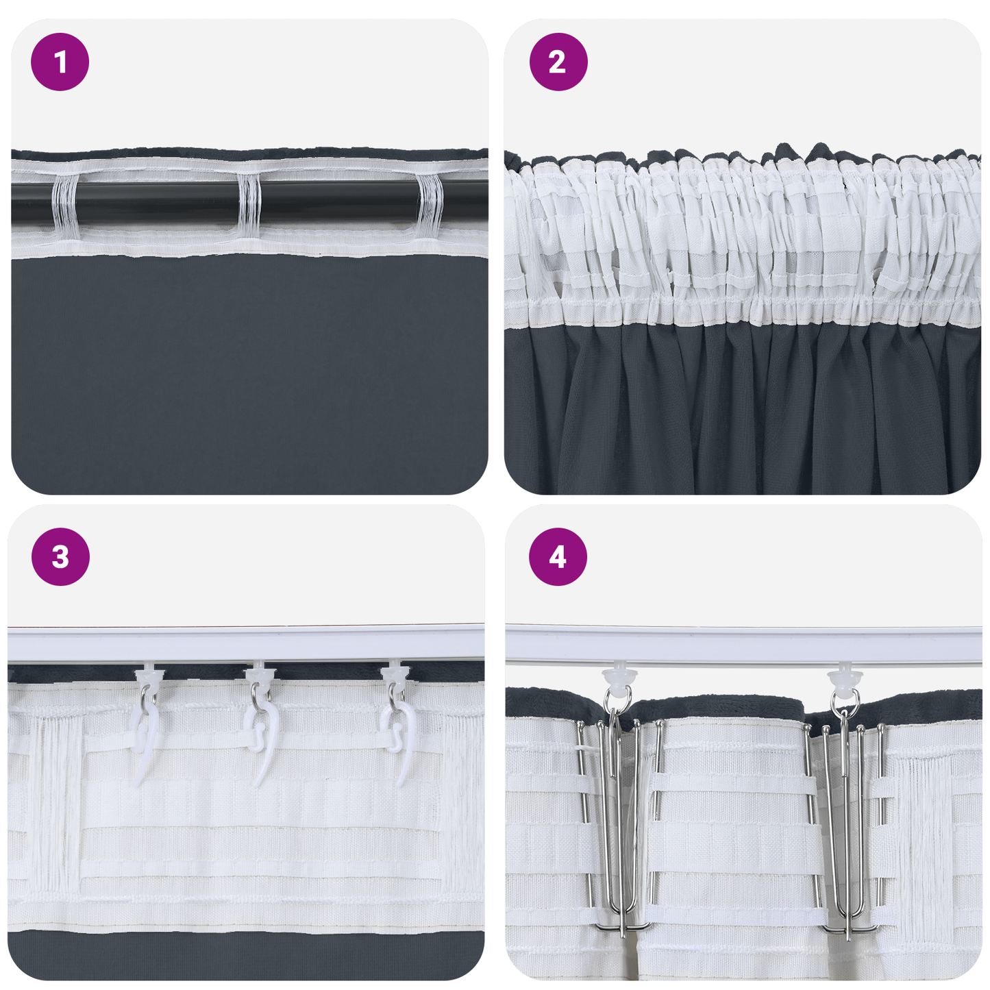 Fløyel Gardiner med gardiner 2 pcs Sølvgrå 225 x 140 cm Fløyel