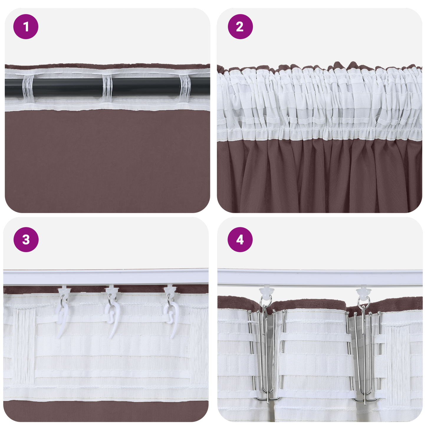 Fløyel Gardiner med gardiner 2 pcs Brun 225 x 140 cm Fløyel