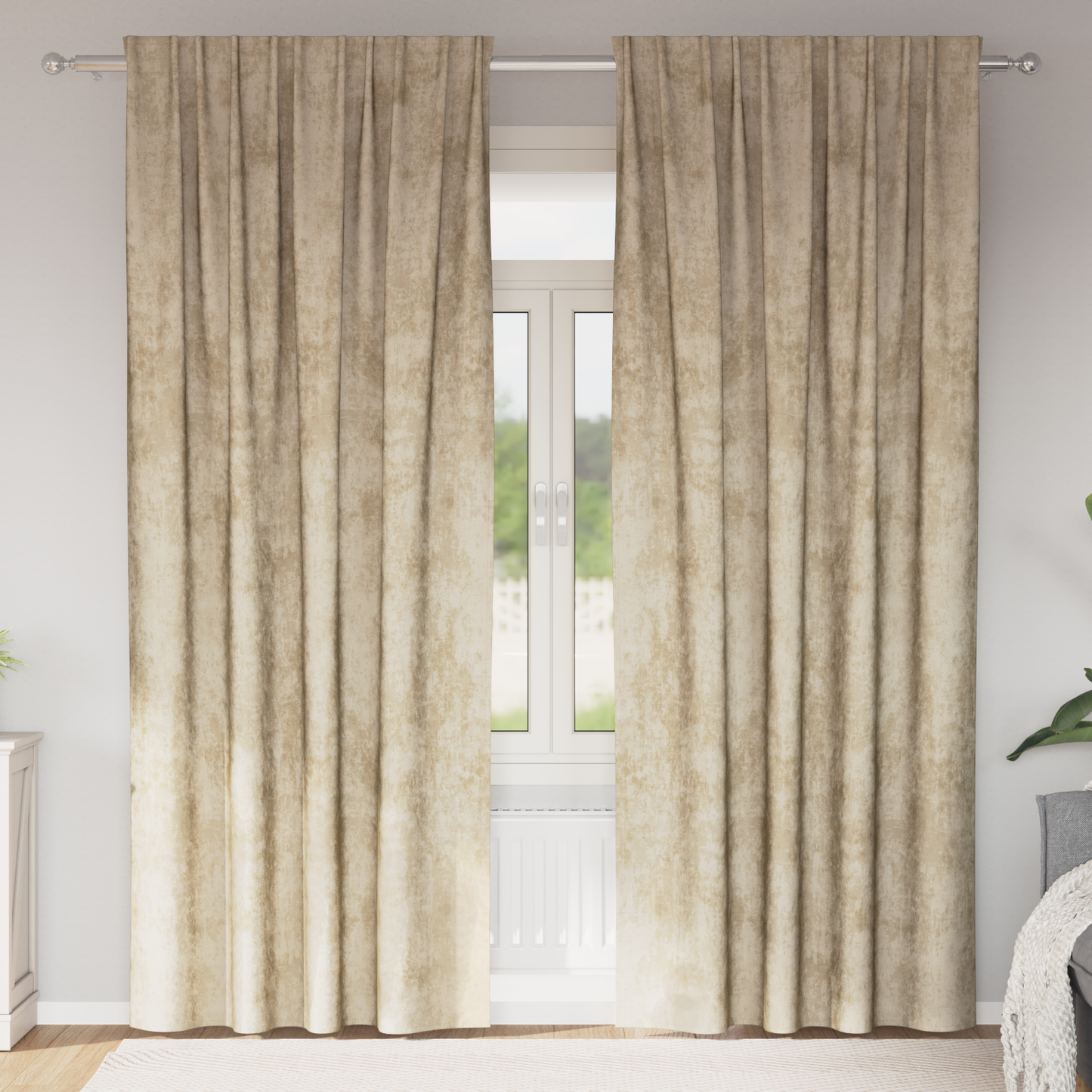 Fløyel Gardiner med gardiner 2 pcs Krem 260 x 140 cm Fløyel