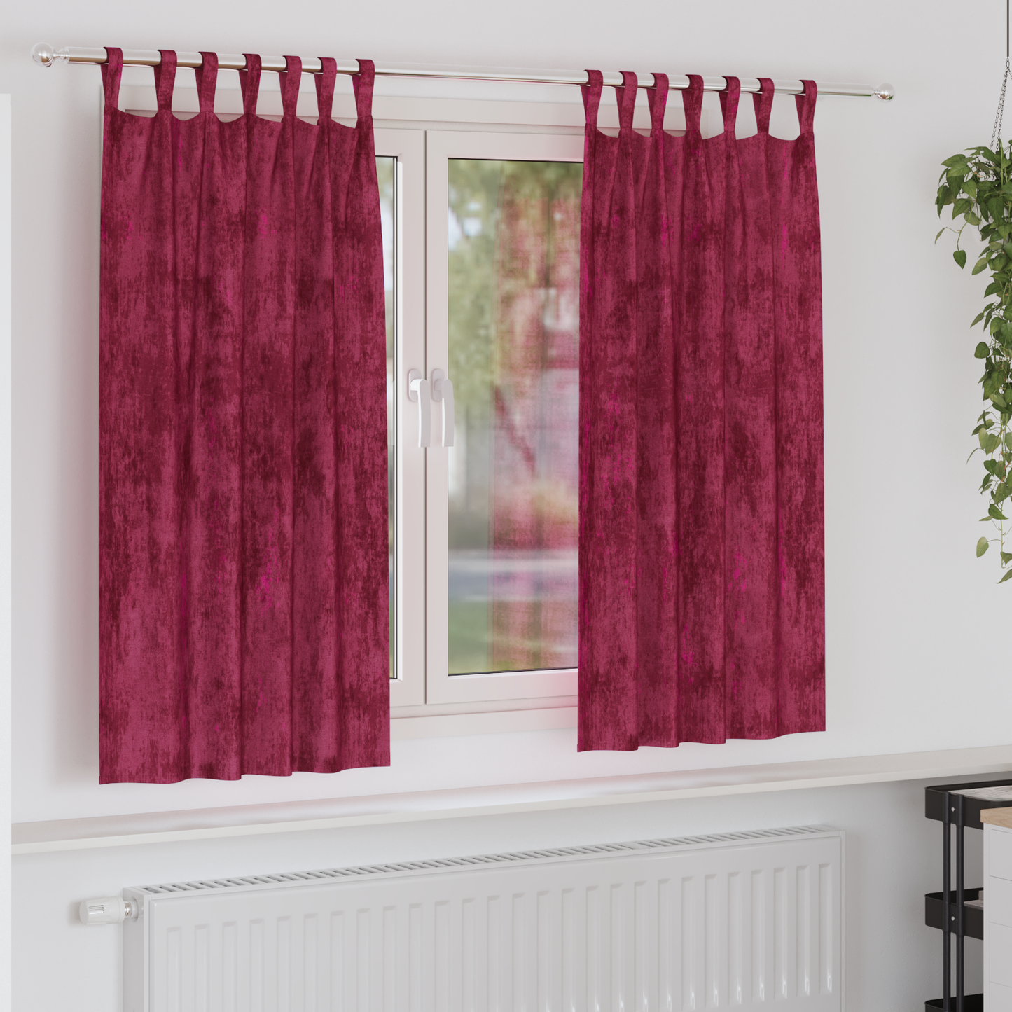 Fløyel Gardiner med gardiner 2 pcs Vinrød 175 x 140 cm Fløyel