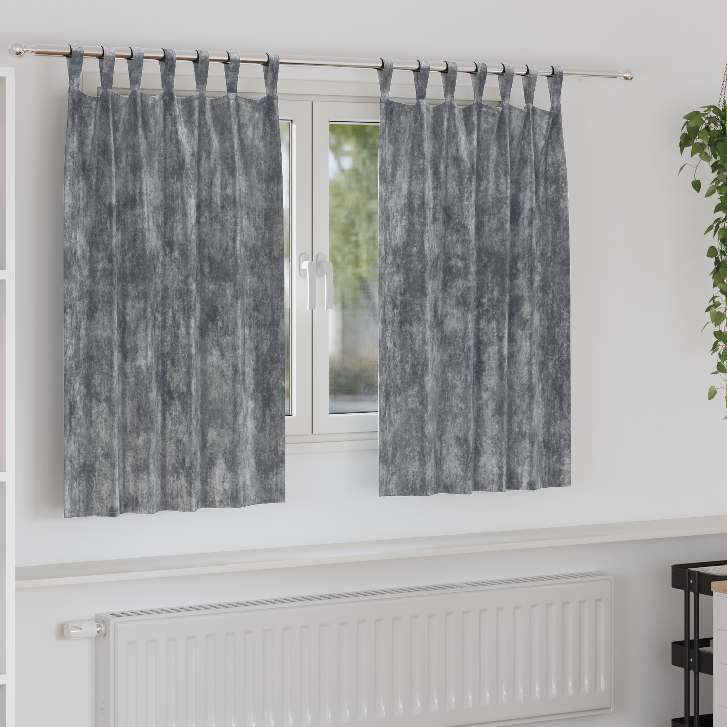 Fløyel Gardiner med gardiner 2 pcs Grå 140 x 140 cm Fløyel