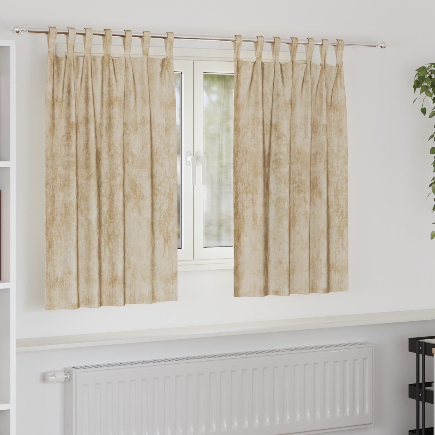 Fløyel Gardiner med gardiner 2 pcs Krem 140 x 140 cm Fløyel