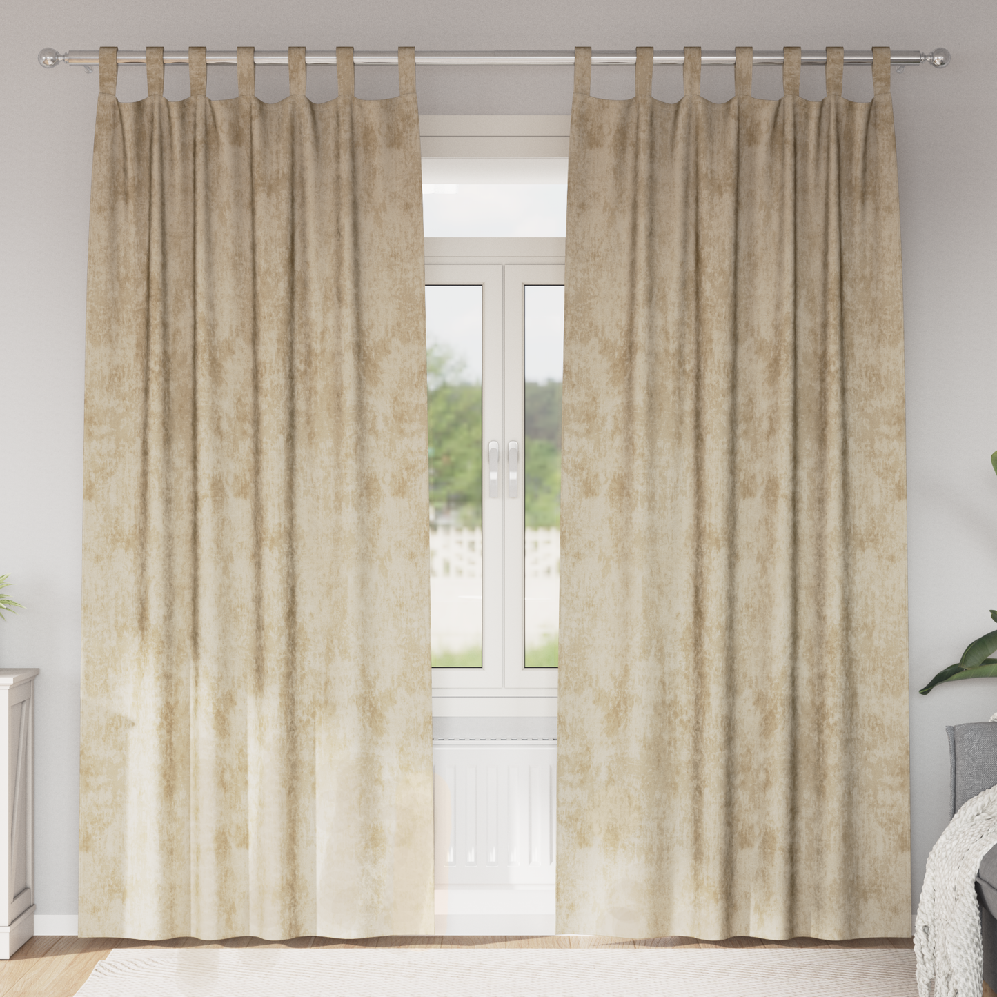 Fløyel Gardiner med gardiner 2 pcs Krem 225 x 140 cm Fløyel