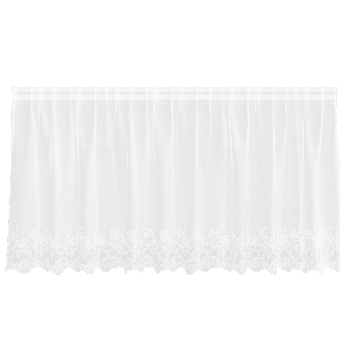 Blondegardin med gardiner Blomster Hvit 80 x 300 cm Polyester