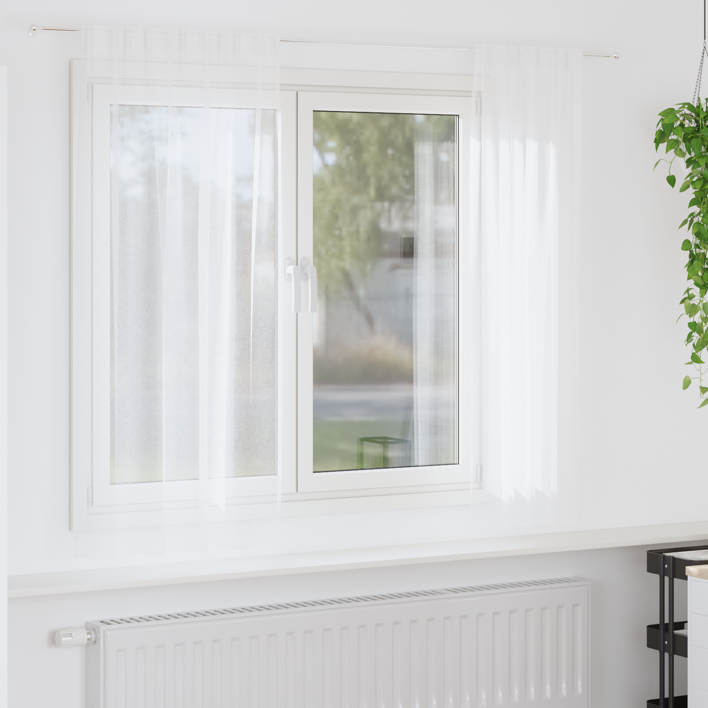 Voile Gardin med gardiner 2 pcs Hvit 175 x 140 cm Polyester