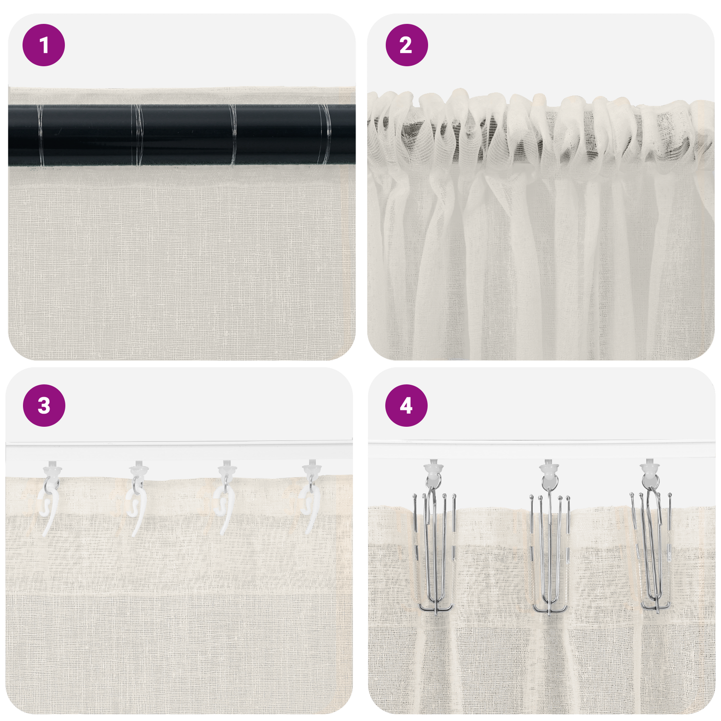 Voile Gardin med gardiner 2 pcs Krem 260 x 140 cm Polyester