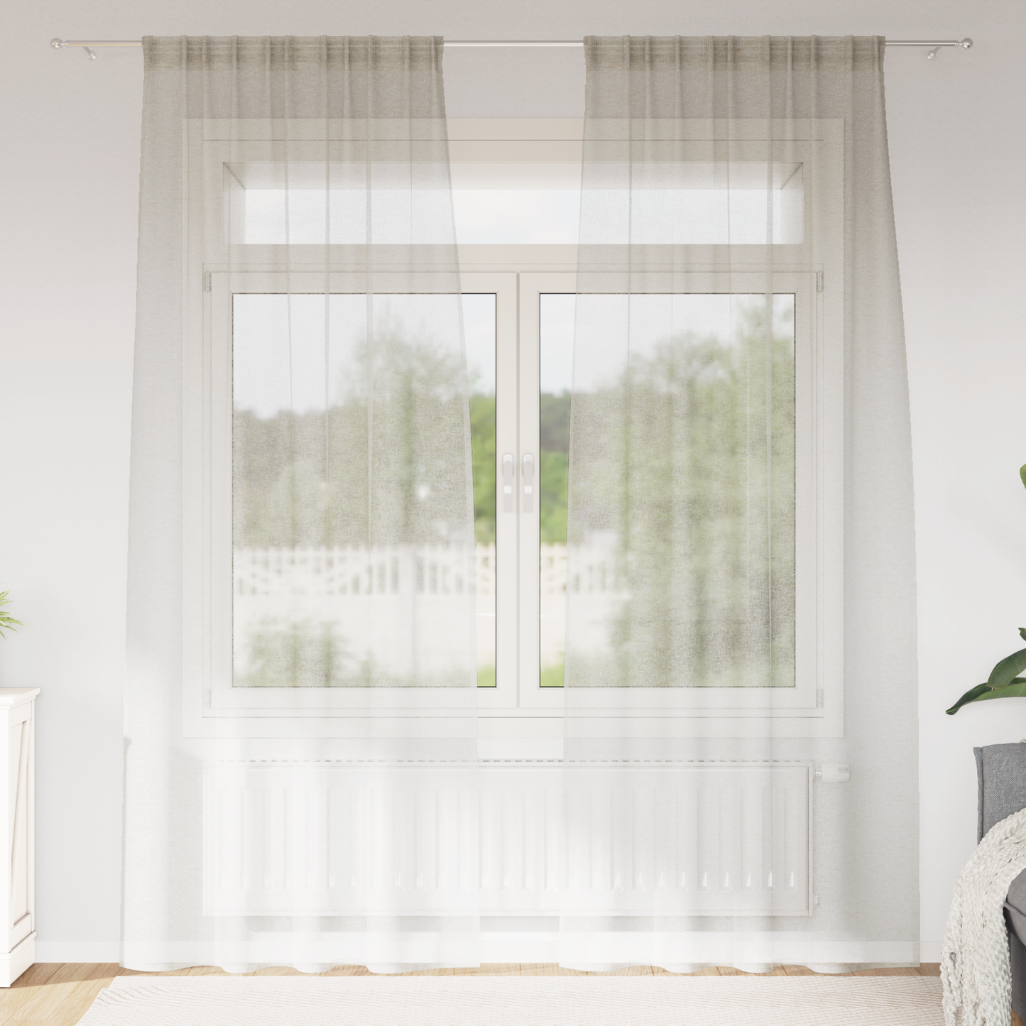 Voile Gardin med gardiner 2 pcs Krem 260 x 140 cm Polyester