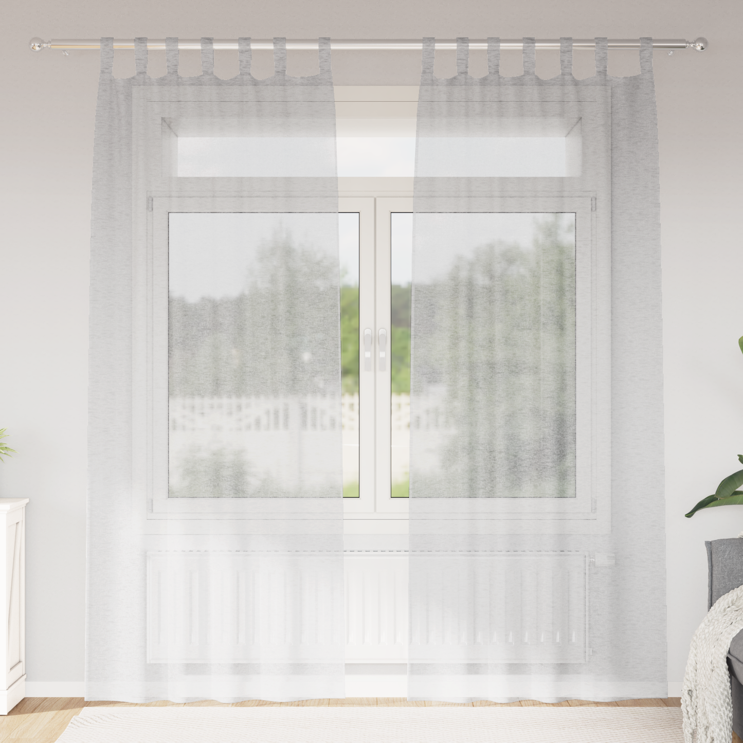 Voile Gardin med gardiner 2 pcs Lysegrå 260 x 140 cm Polyester