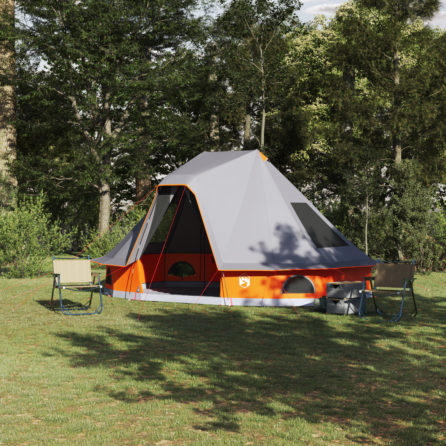 Tipi telt med tak Grå og Oransje 466 x 310 x 240 cm taft