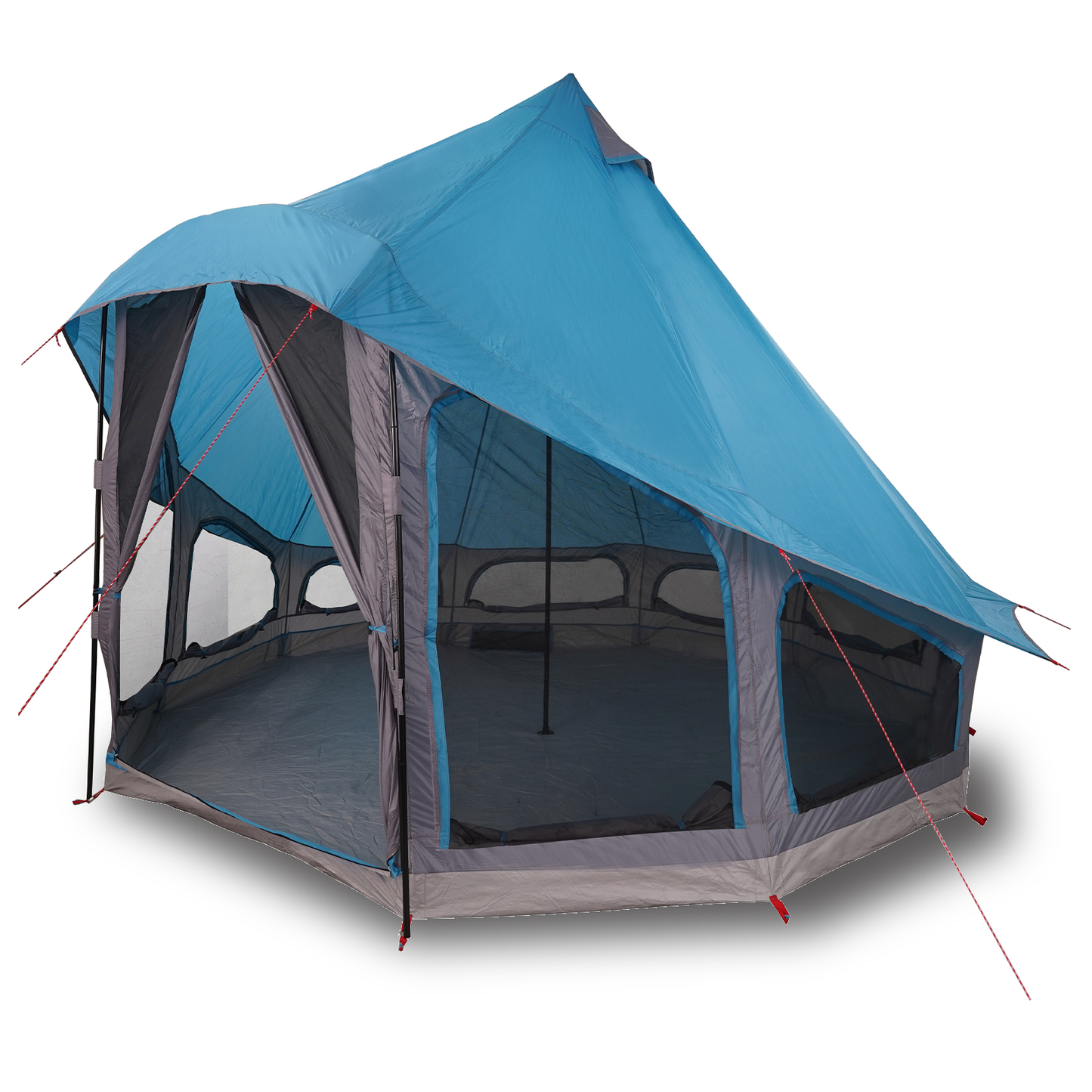 Tipi telt med tak med lagring Blå 404 x 370 x 270 cm taft