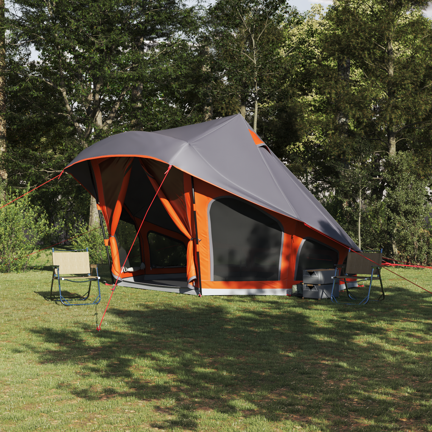 Tipi telt med tak Grå og Oransje 508 x 470 x 300 cm taft