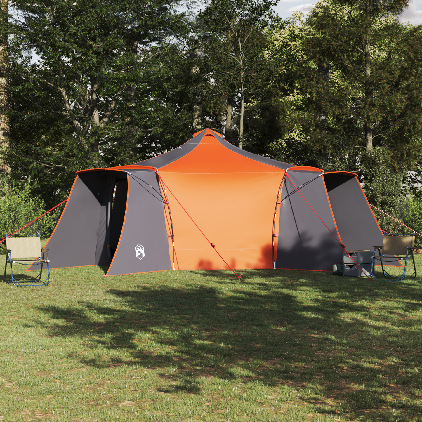 Tipi telt med tak Grå og Oransje 492 x 492 x 275 cm taft