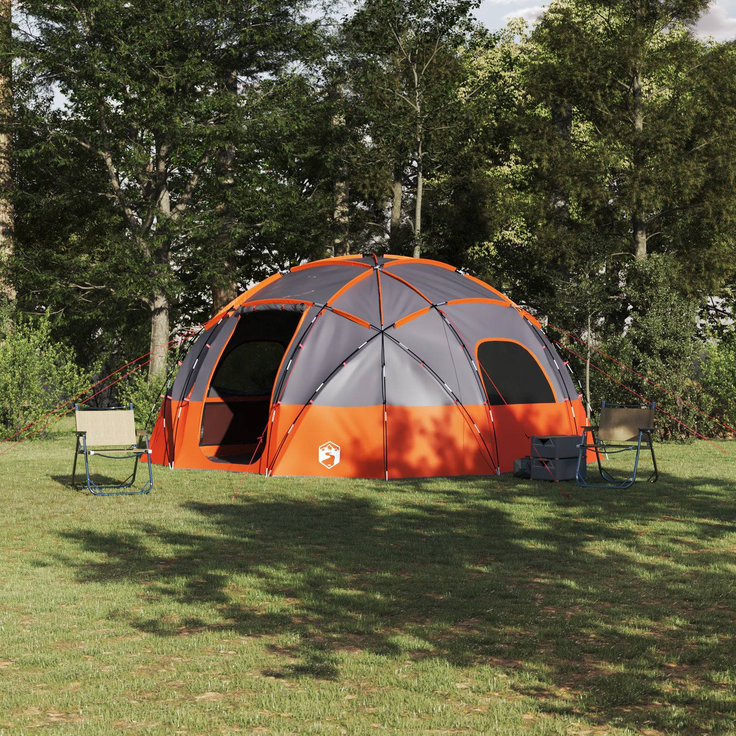 Dometelt med tak Grå og Oransje 475 x 475 x 235 cm taft