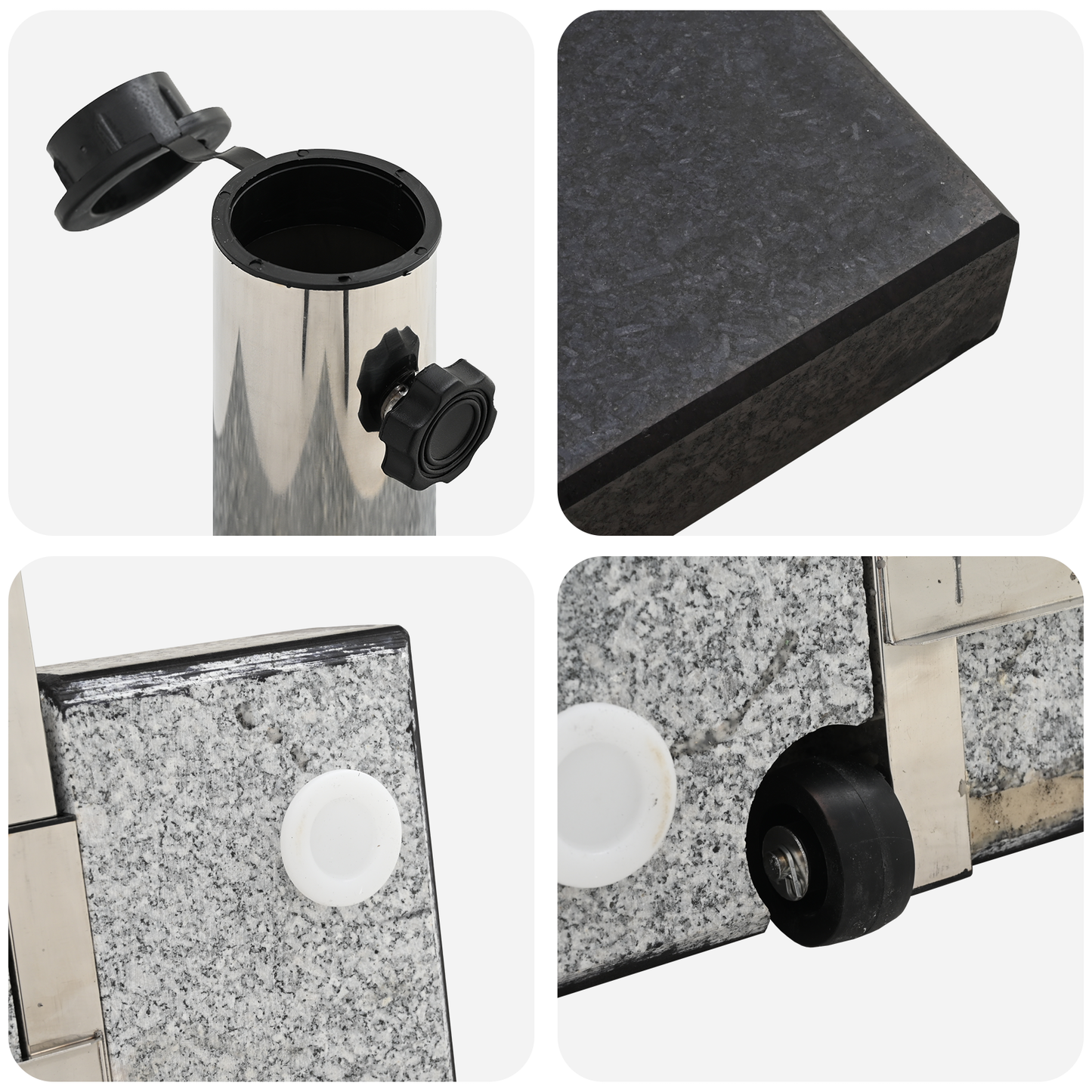 Parasollfot Svart 41 x 41 x 37 cm Granitt