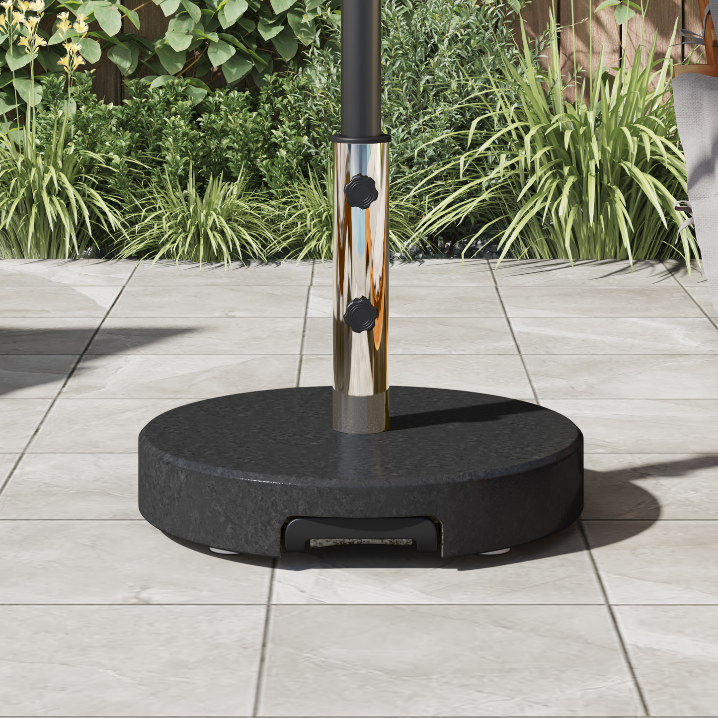 Parasollfot Svart Ø 45 x 37.5 cm Granitt