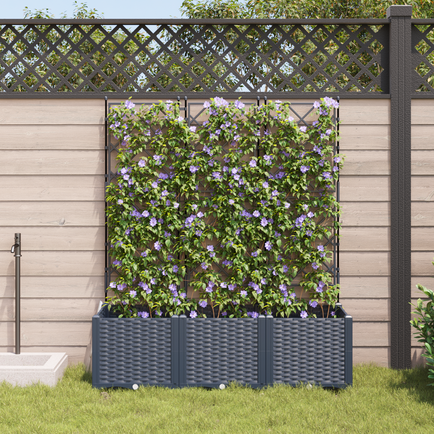 Hageblomsterpotte 3 stk. Grå 120 x 40 x 143 cm PP