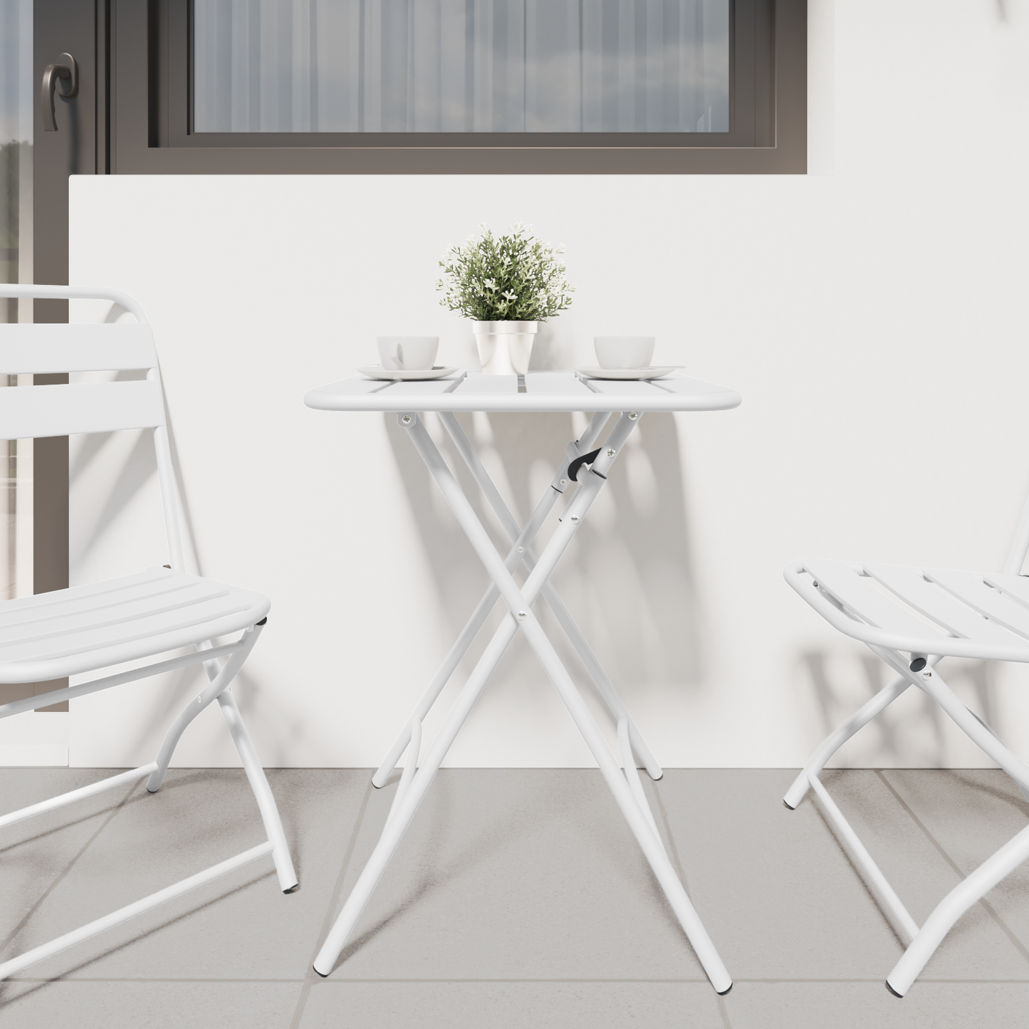 Bistrobord Hvit 55 x 55 x 72,5 cm Pulverlakkert stål