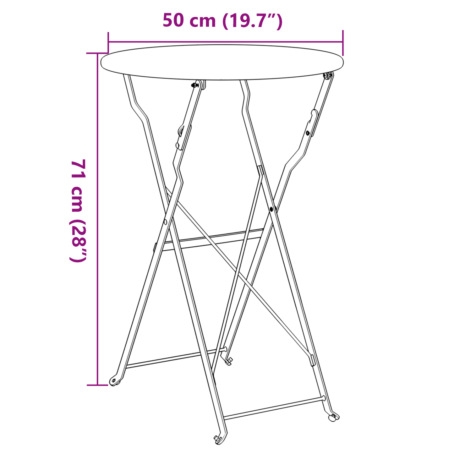 Bistrobord Sennepsgul Ø 50 x 71 cm Pulverlakkert stål