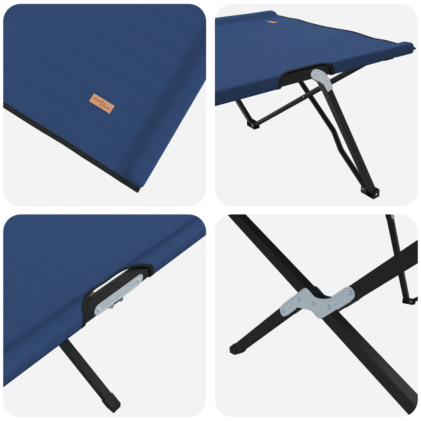 Sammenleggbar camping seng Blå 206 x 76 x 74 cm Oxford og Stål