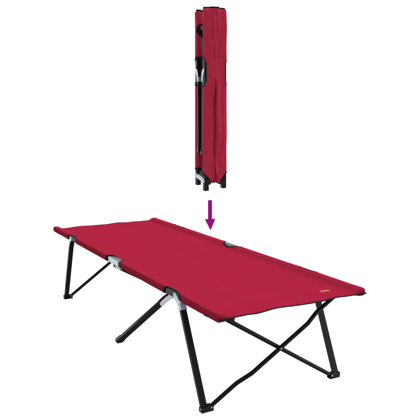 Sammenleggbar camping seng Rød 206 x 76 x 74 cm Oxford og Stål