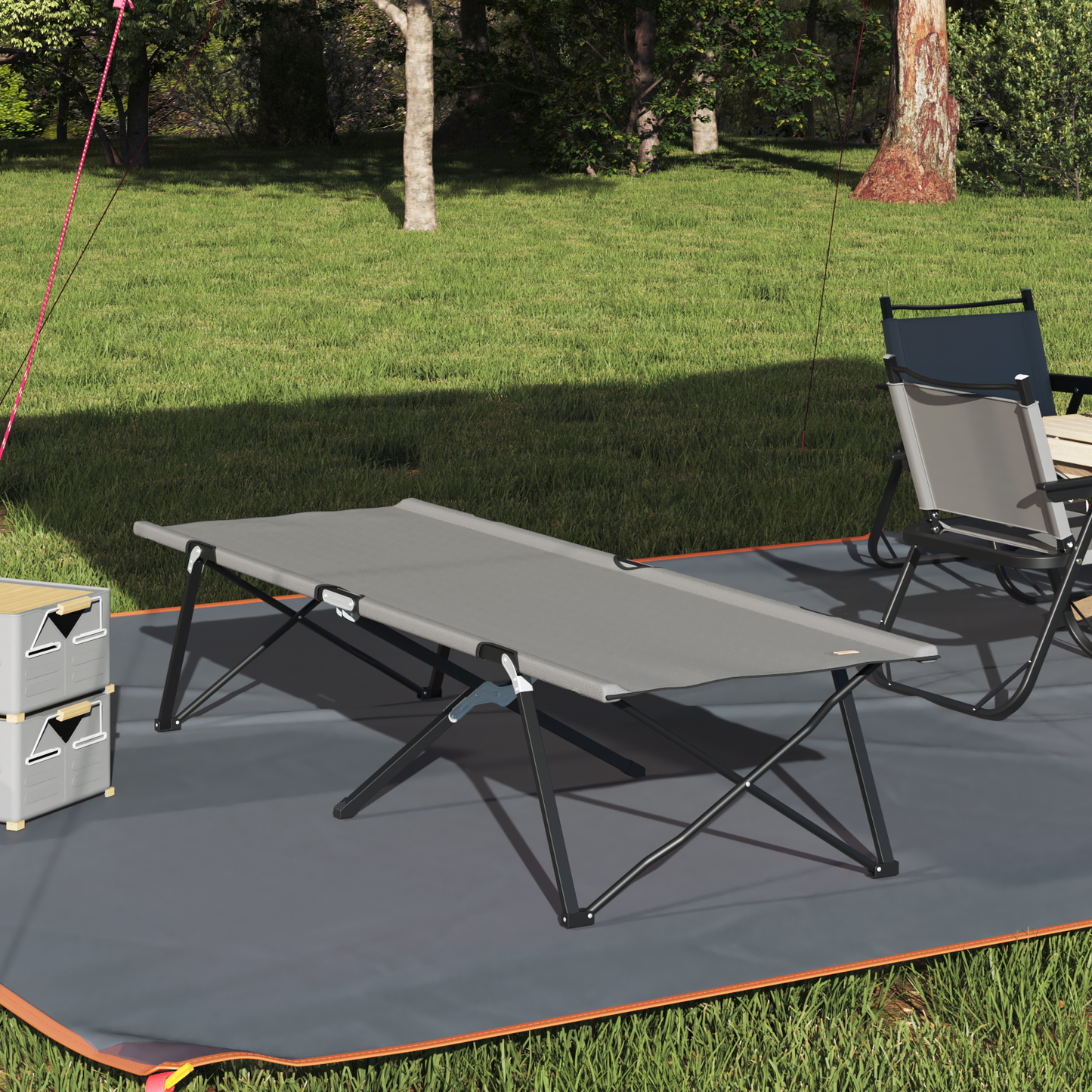 Sammenleggbar camping seng Grå 206 x 76 x 74 cm Oxford og Stål