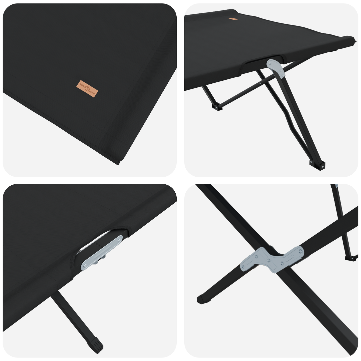 Sammenleggbar camping seng 2 pcs Svart 206 x 76 x 74 cm