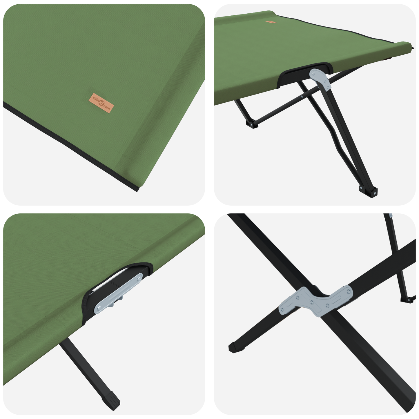 Sammenleggbar camping seng 2 pcs grønn 206 x 76 x 74 cm