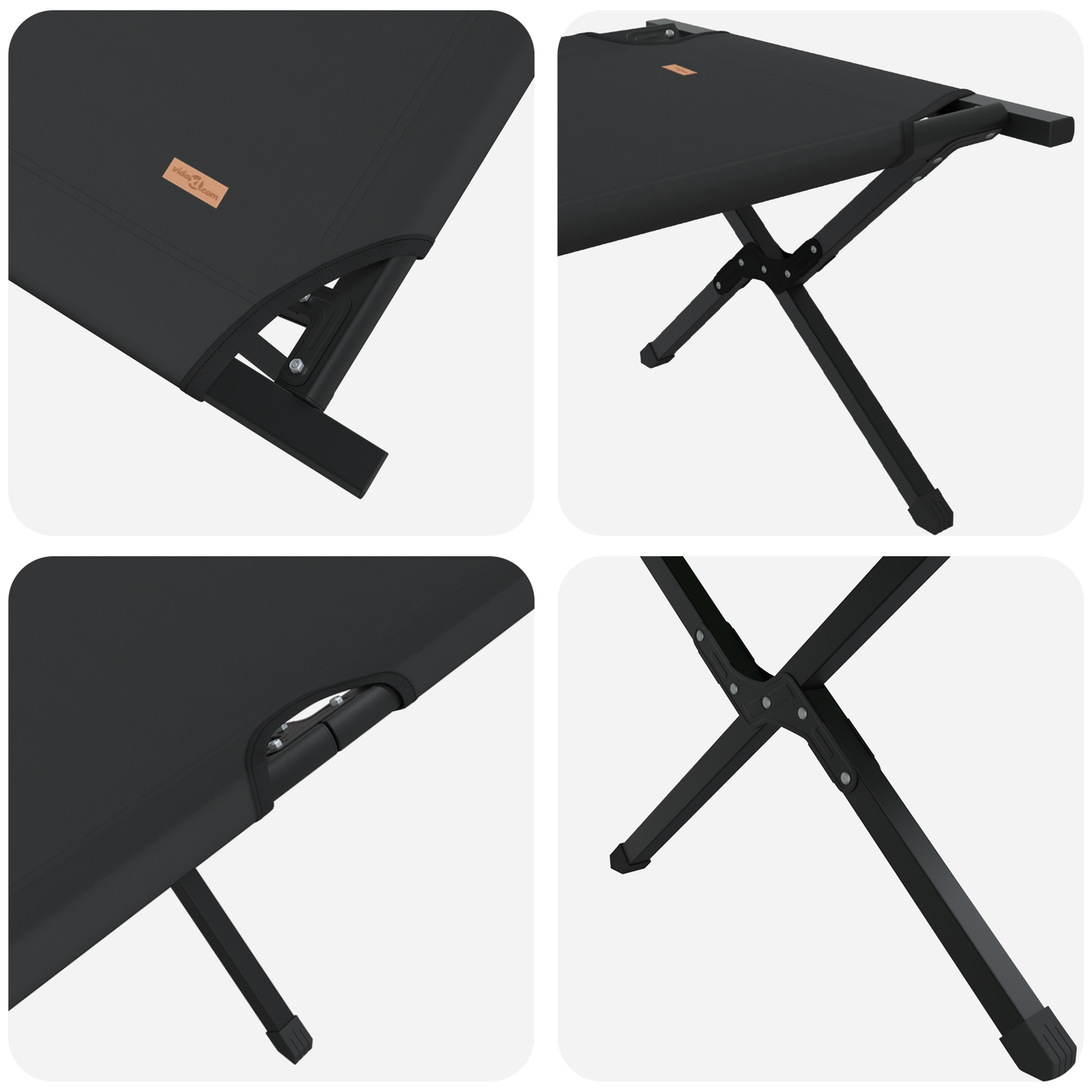 Sammenleggbar camping seng Svart 193 x 69 x 45 cm Oxford-stoff