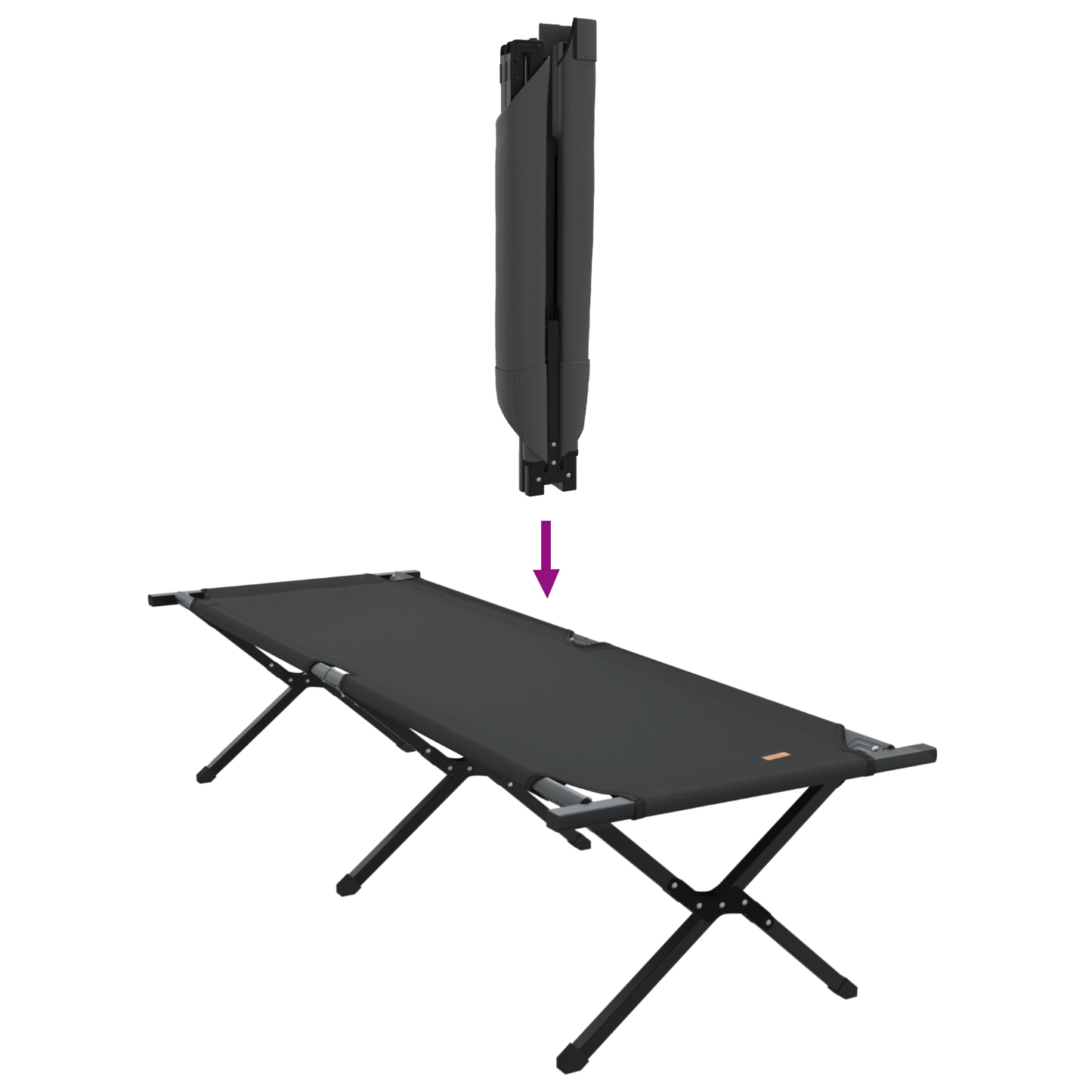 Sammenleggbar camping seng Svart 193 x 69 x 45 cm Oxford-stoff